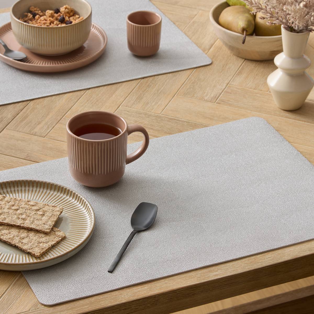 Placemat "Mira" PU - Polyurethane, 49x33 cm, Silver