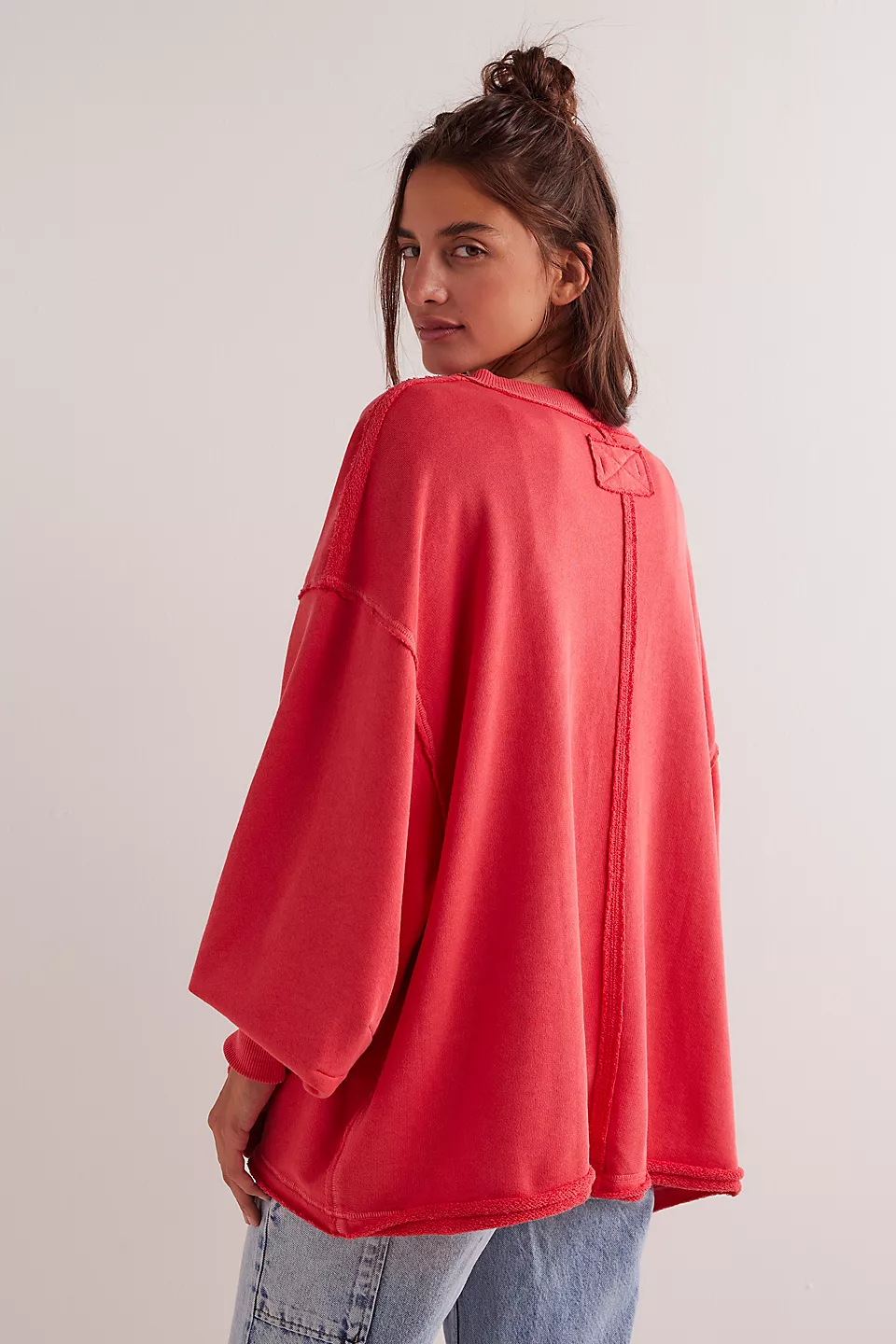 We The Free Venice V-Neck Sweatshirt-Red