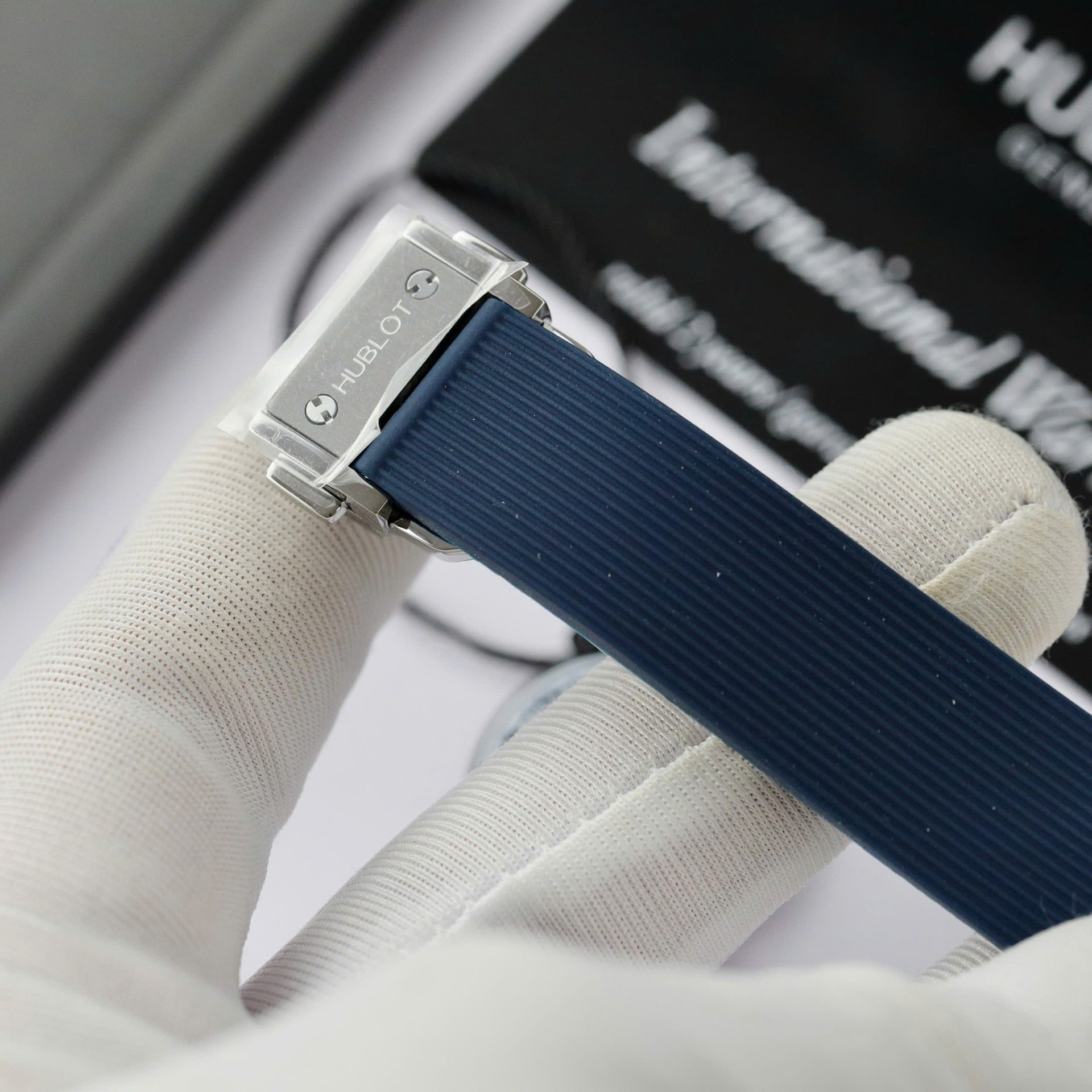 Hublot Classic Fusion Titanium Dial Blue Replica Watch Custom Moissanite Diamonds 33mm - Top club