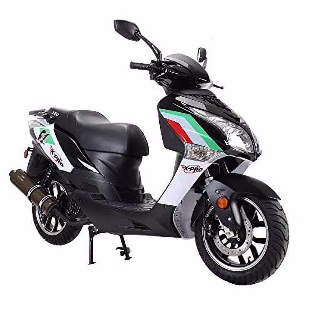 X-Pro Brand New 150cc Gas Moped Motorcycle, 13" Aluminum Wheels, Electric/Kick Start Large Headlights!