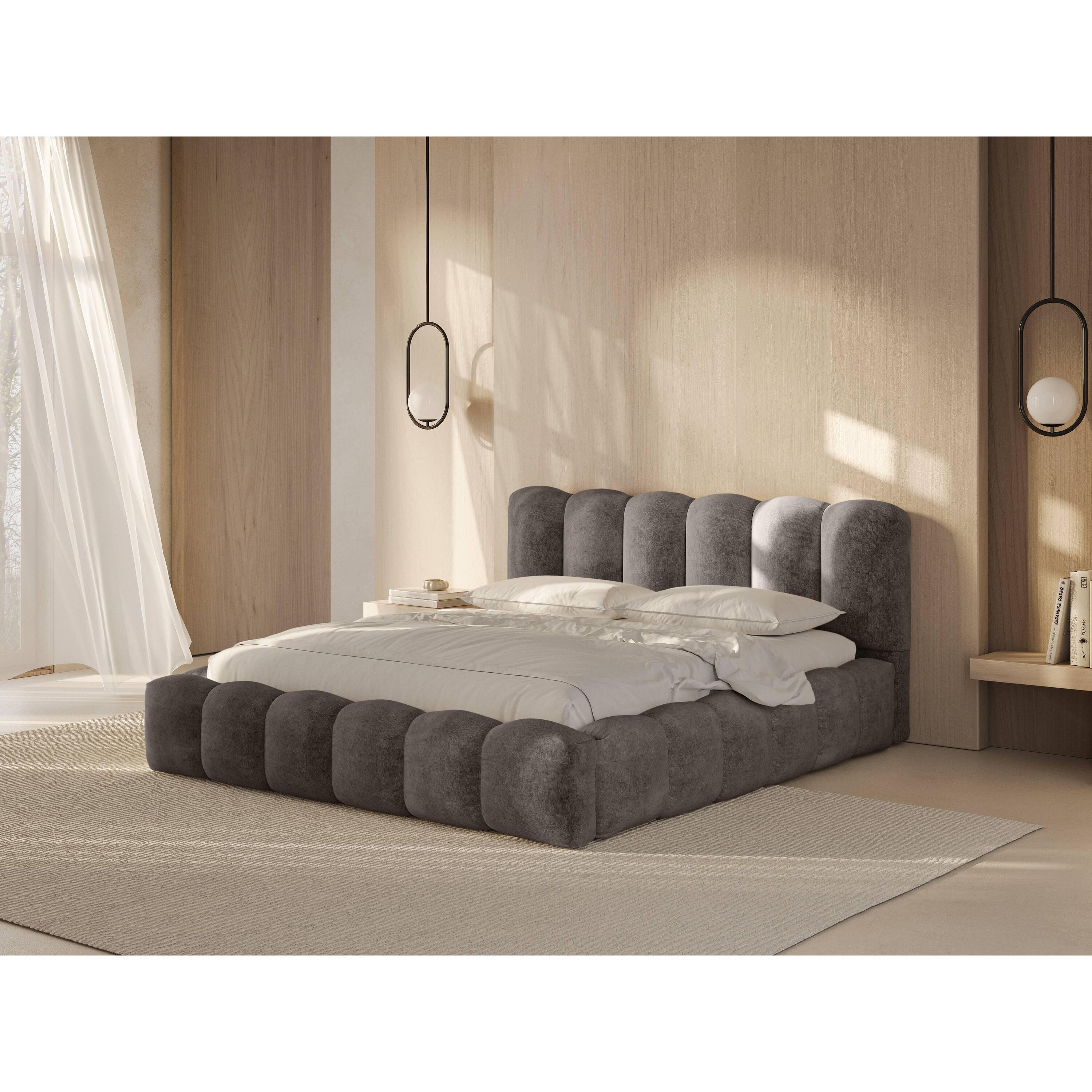 Micadoni Lupine Bedframe met Opbergruimte 180 x 200 cm - Chenille - Ca