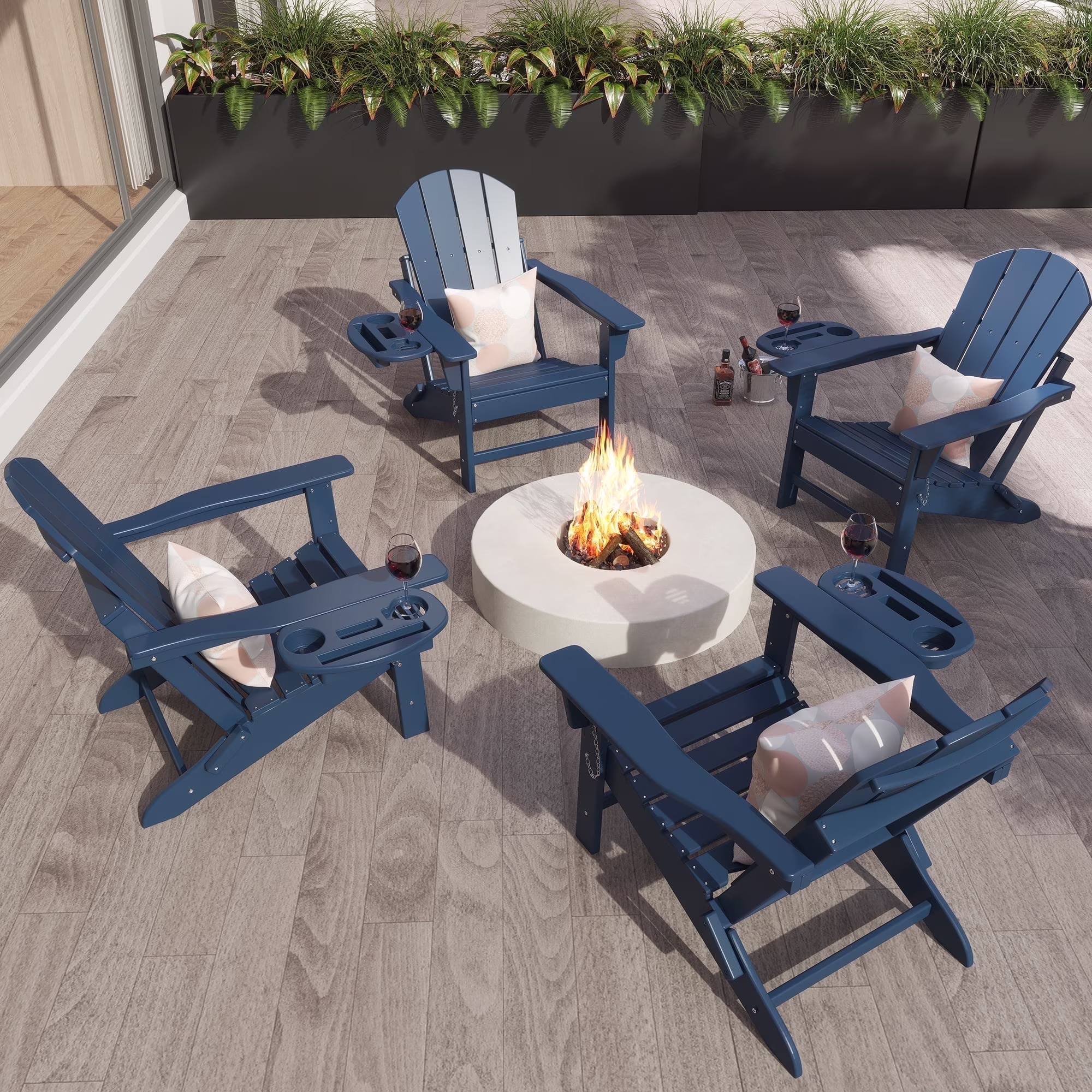 FOOWIN HDPE Plastic Adirondack Chairs Set of 4, Black - Image 24