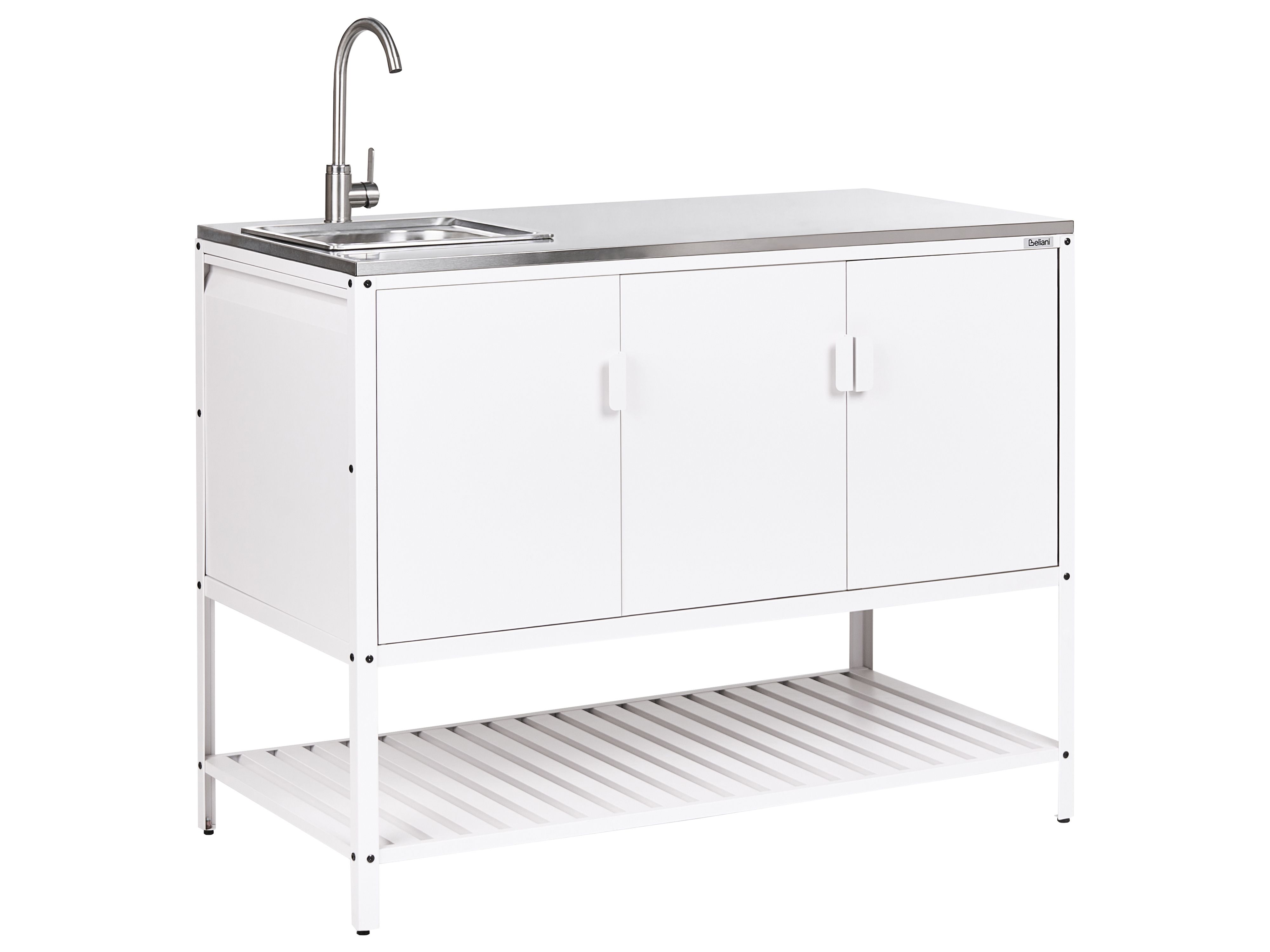 Outdoor Kitchen Cabinet with Sink MAENZA Metal White