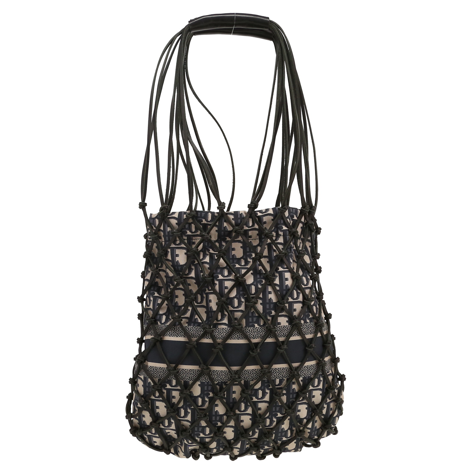 Dior handbag in navy blue and beige monogram canvas Oblique and black leather1:1High-quality replica