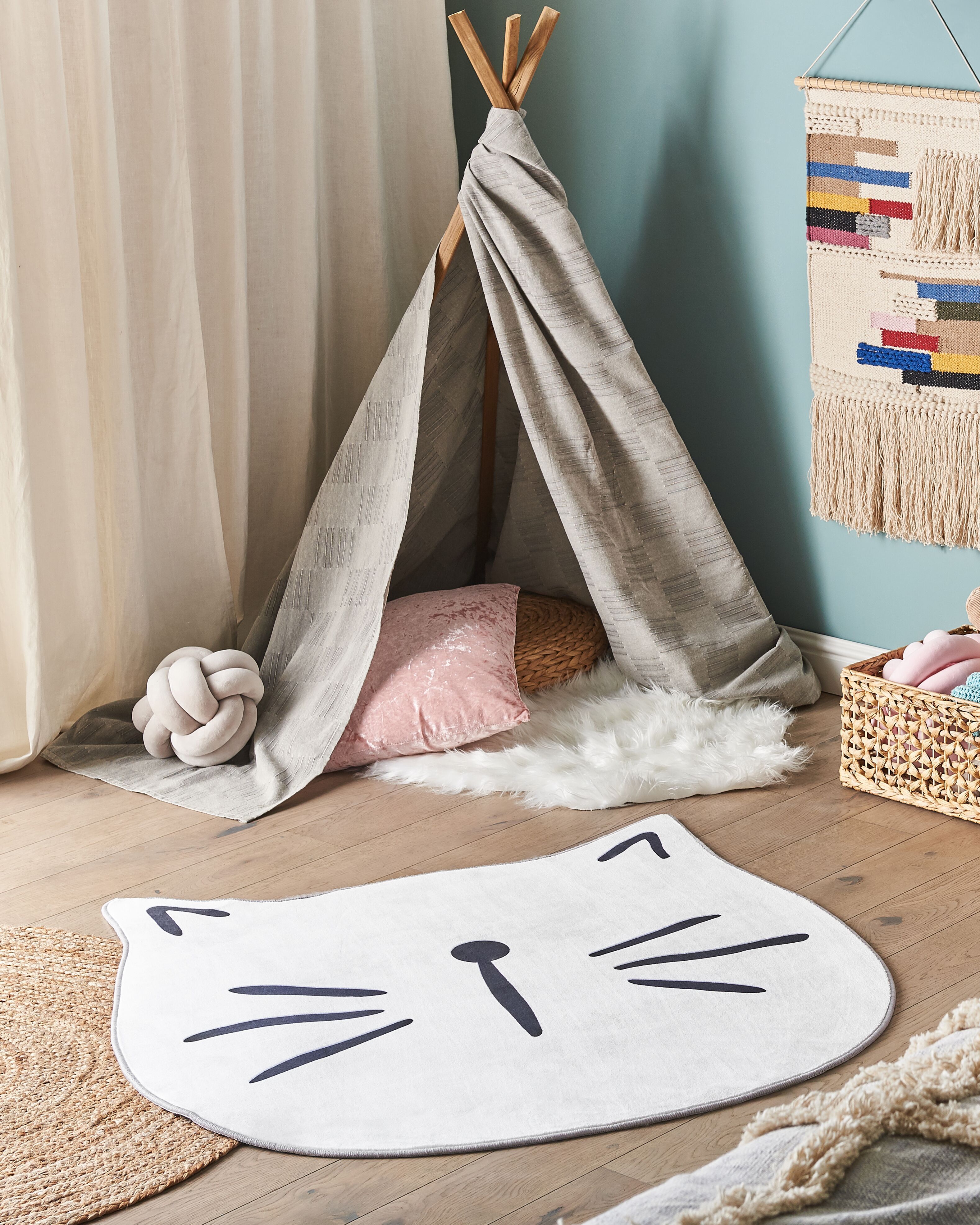 Kids Rug KITTY White ø 100 cm