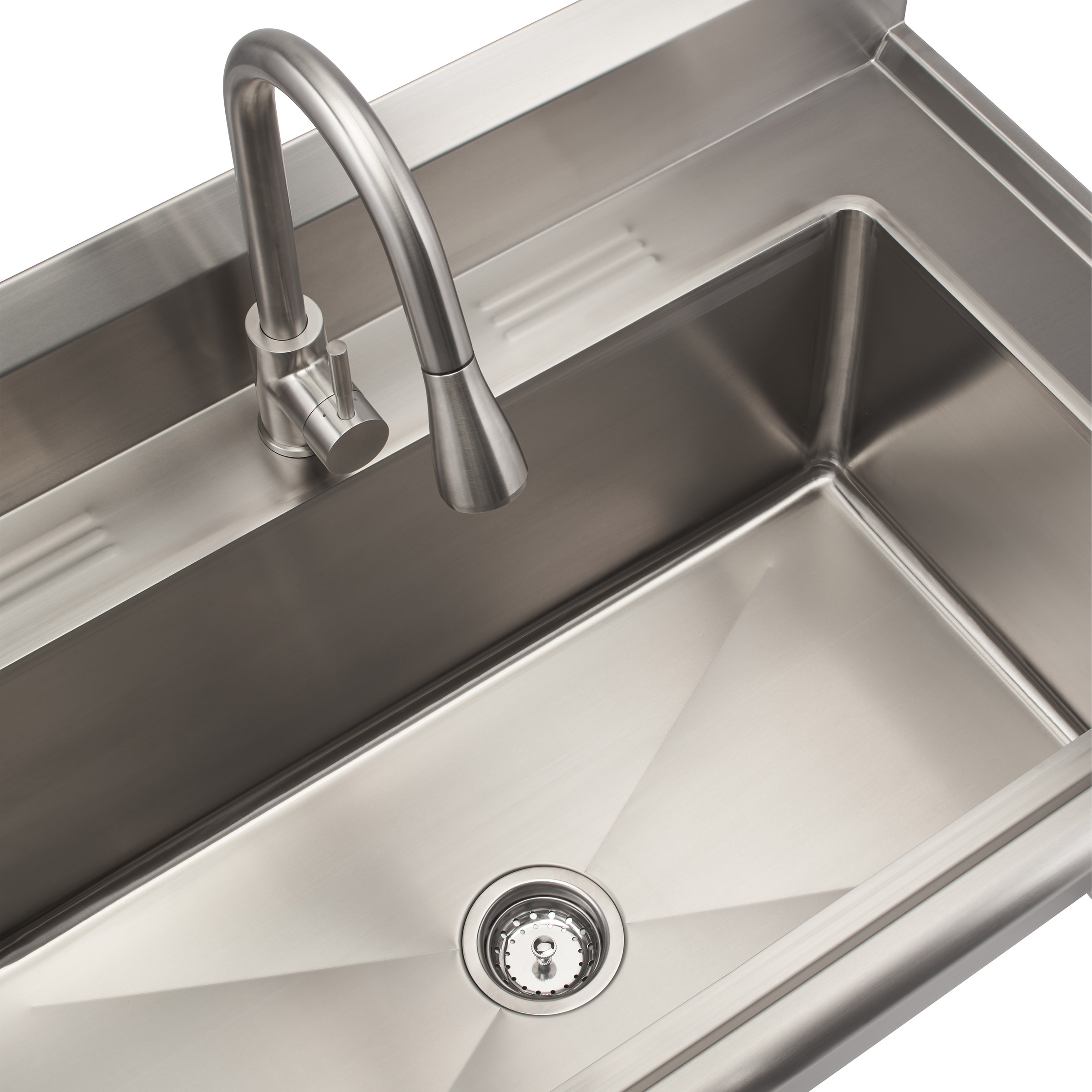 TRINITY 32' x 16' Stainless Steel Utility Sink with Pull-out Faucet - Image 4