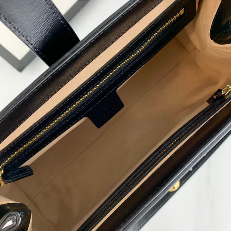 Replica Gucci Jackie 1961 Medium Tote Bag In Black Leather 6490161:1High-quality replica