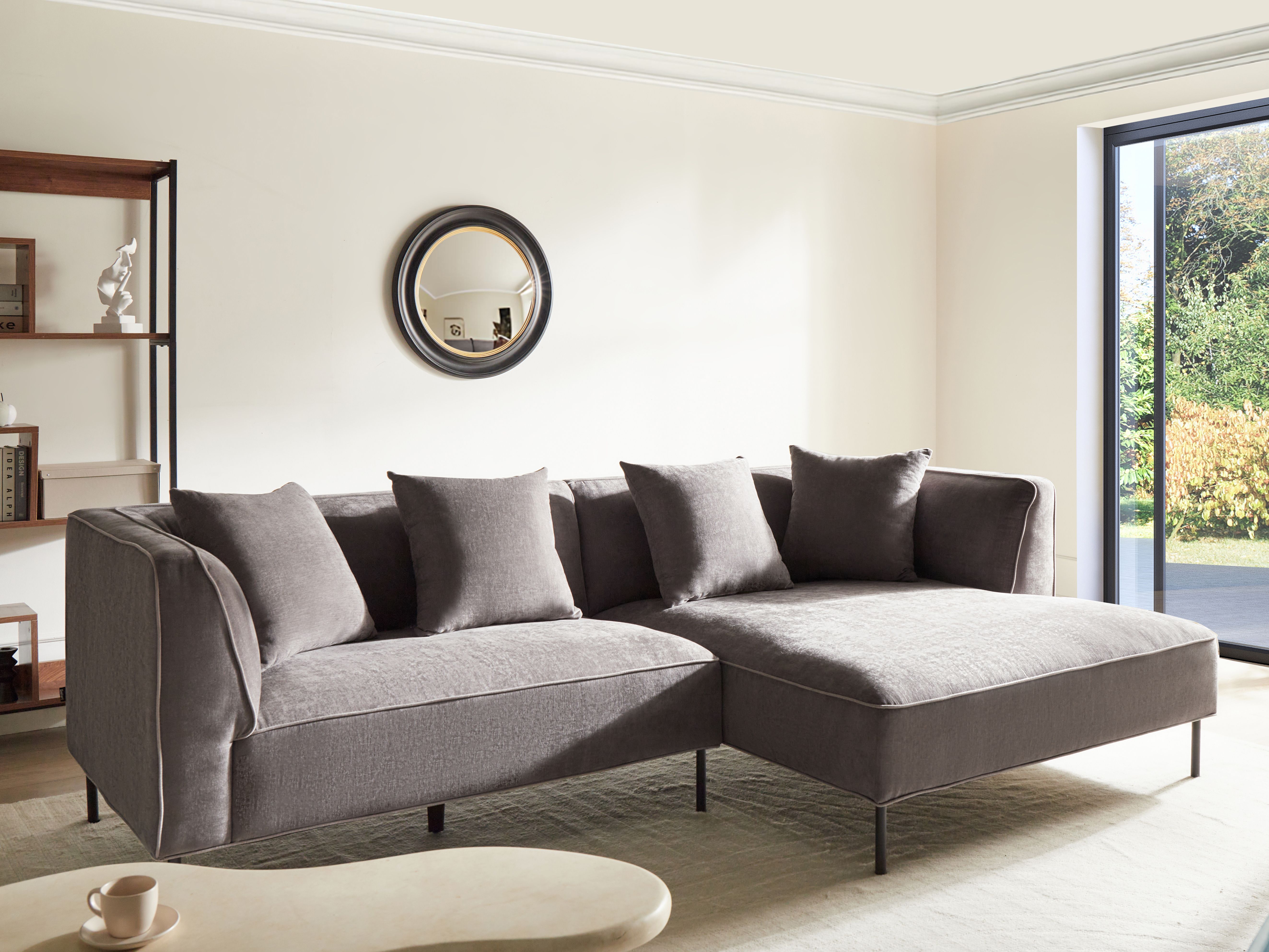 Corner Sofa 3 Seater SATER Chenille Taupe Left Hand