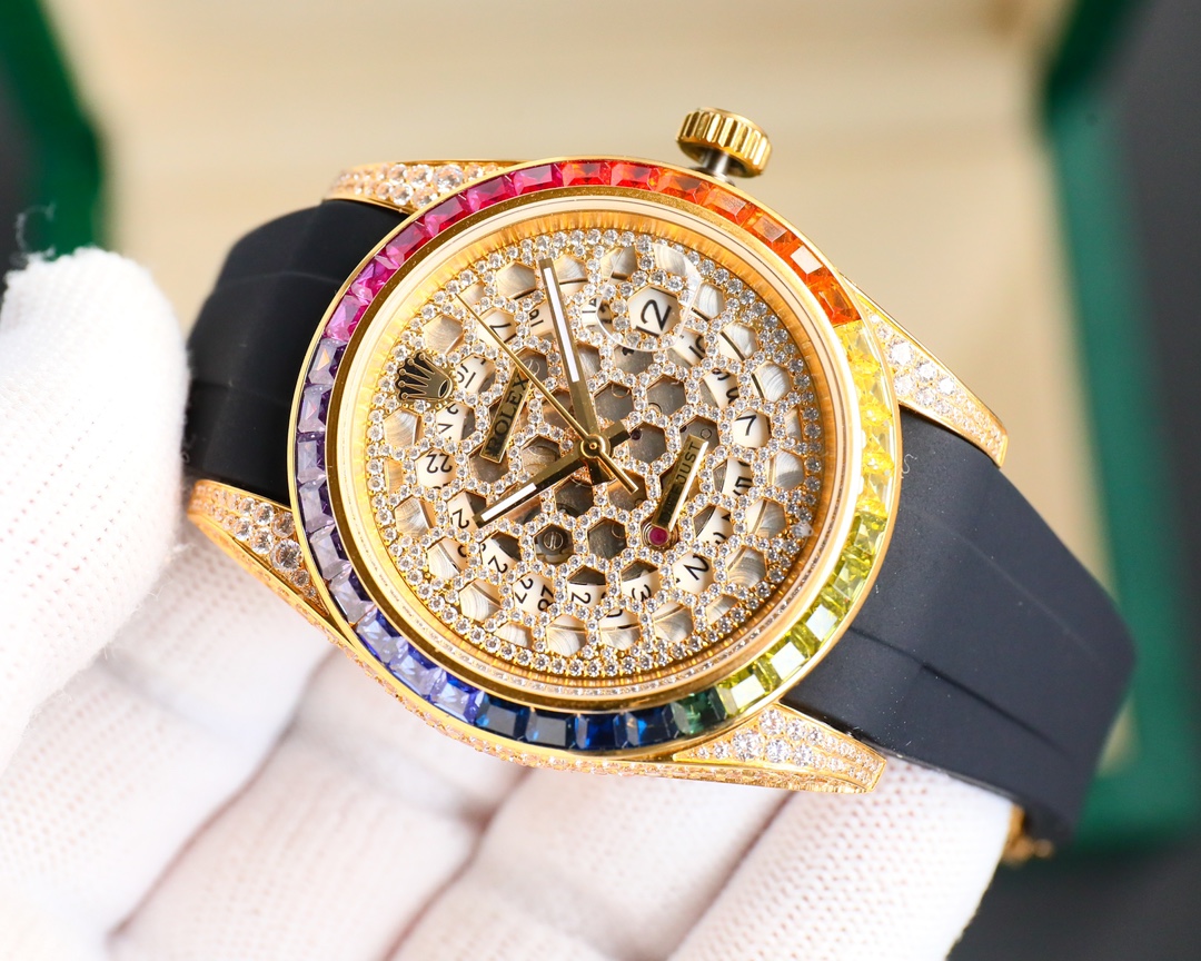 Rolex Rainbow Diamonds Logbook Full Diamonds Tudor Edition Luxury 18k Nanotechnology - 41MM(1:1 replica) - Top club