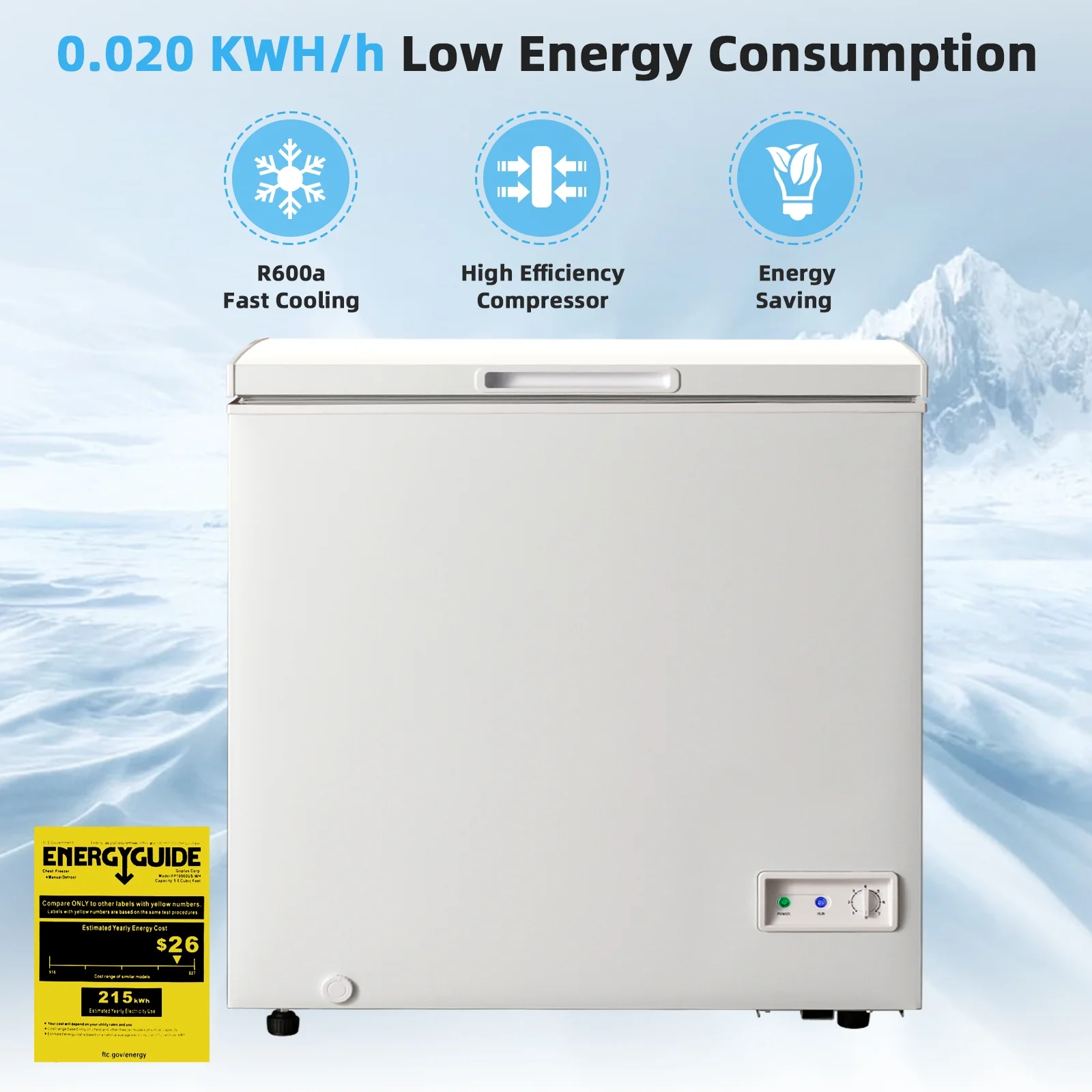 Giantex 5 Cu Ft Chest Freezer, Freestanding & Flip Top Chest Freezer w/ 7 Temperature Settings, Removable Sliding Basket Included, Compact Deep Chest Freezer - Image 4