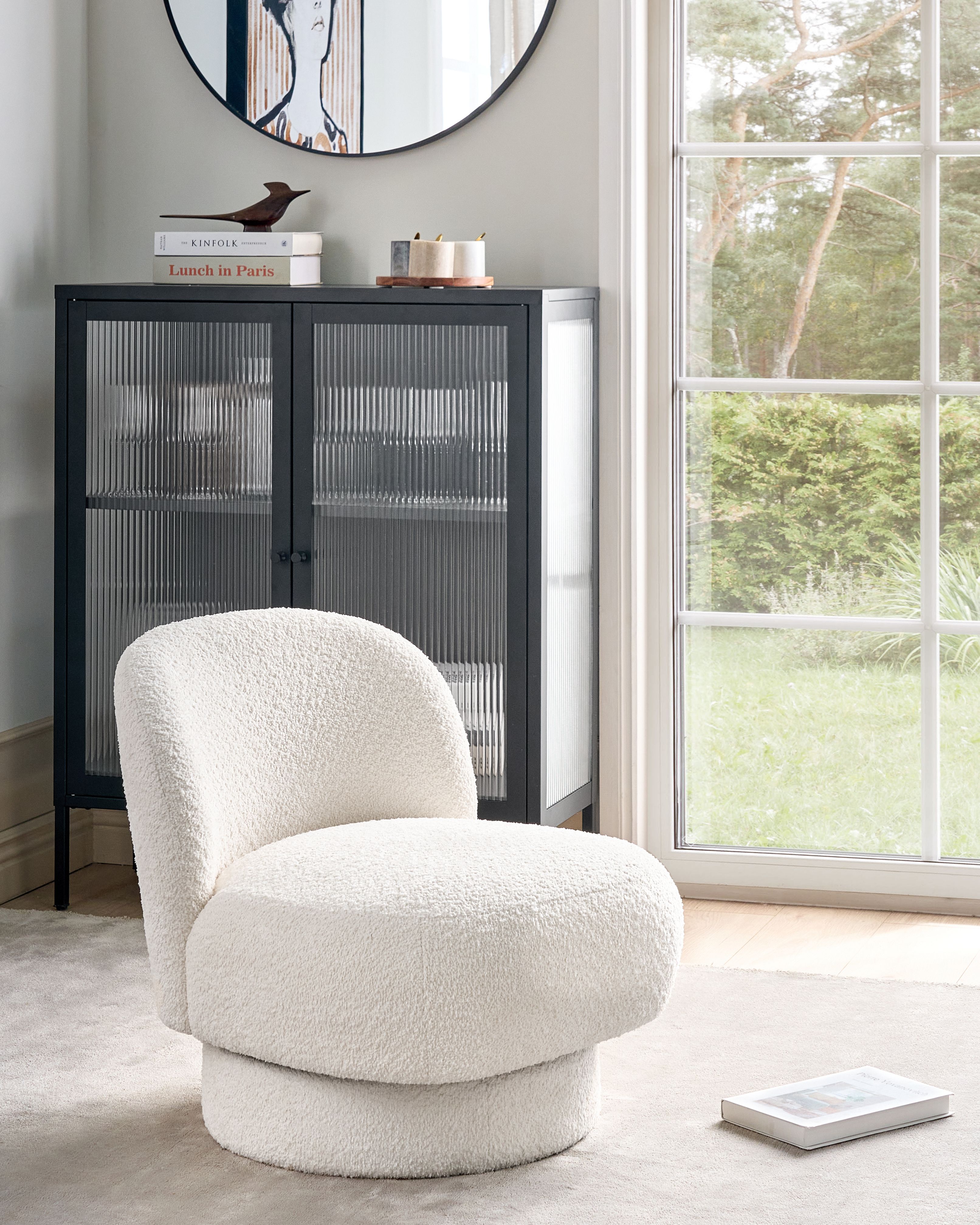 Swivel Armchair AYLO Boucle Off-White