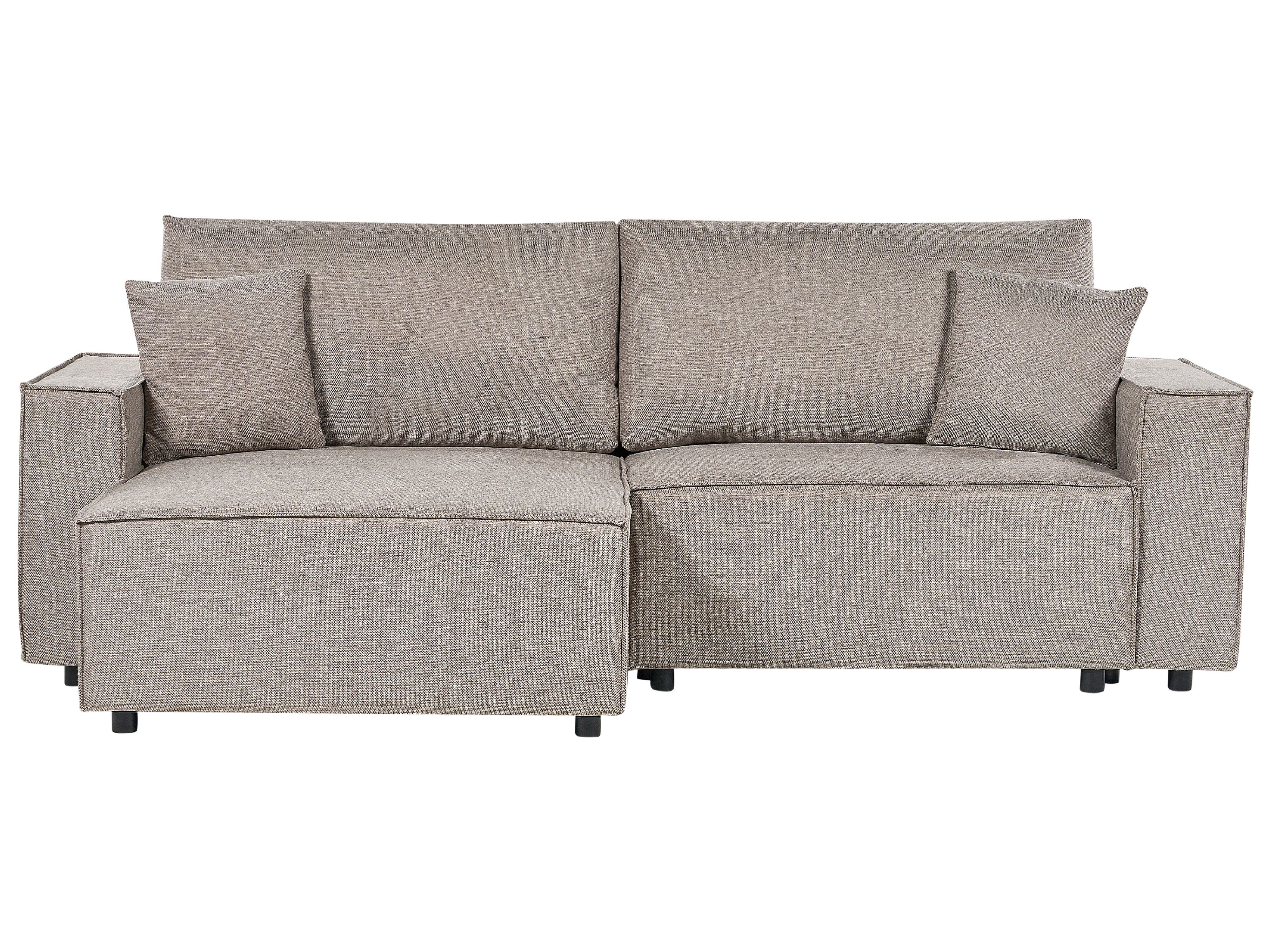 Corner Sofa Bed 3 Seater KARILA Fabric Taupe with Storage Right Hand