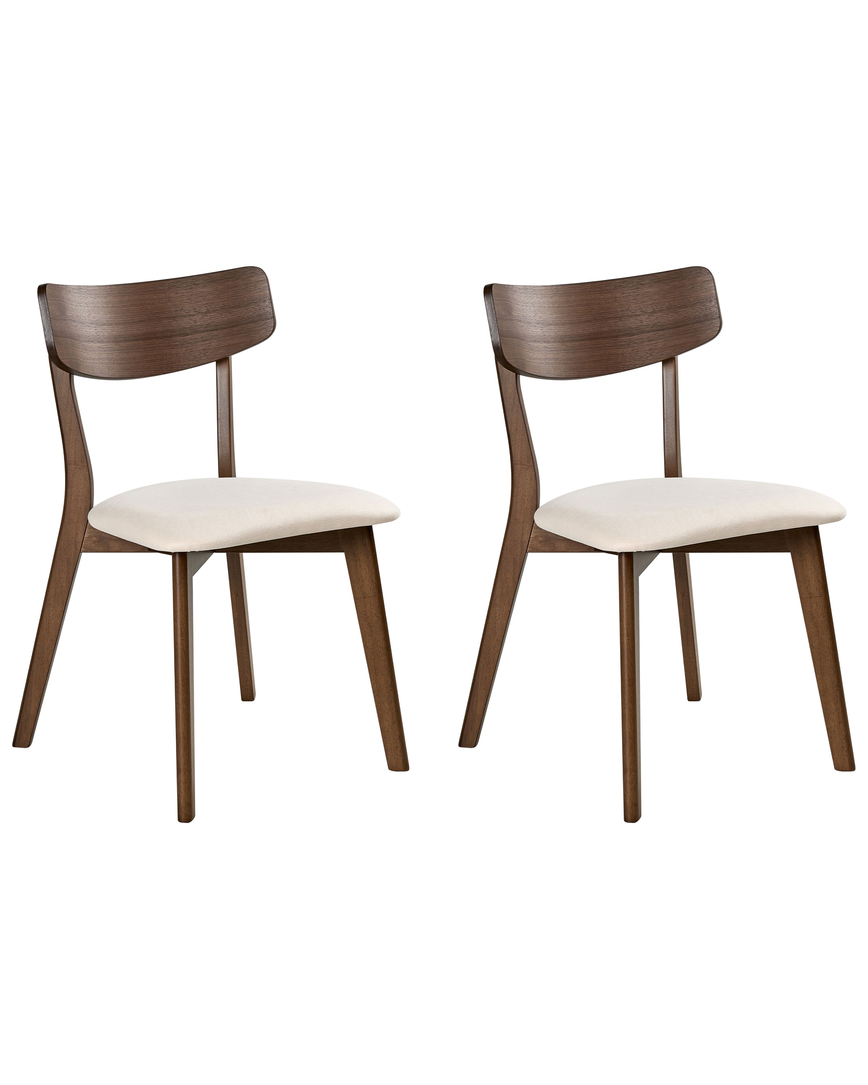 Set of 2 Dining Chairs HOPE Wood Off-White/ Dark Brown