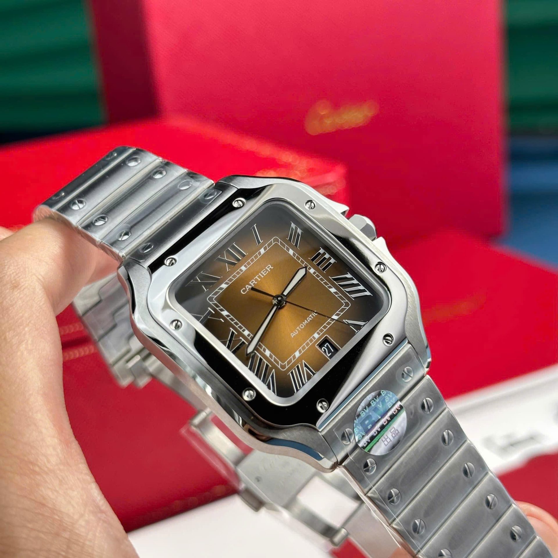 Cartier Santos WSSA0064 Replica Watch Brown Dial BV Factory 39.8mm - Elite Watch Atelier