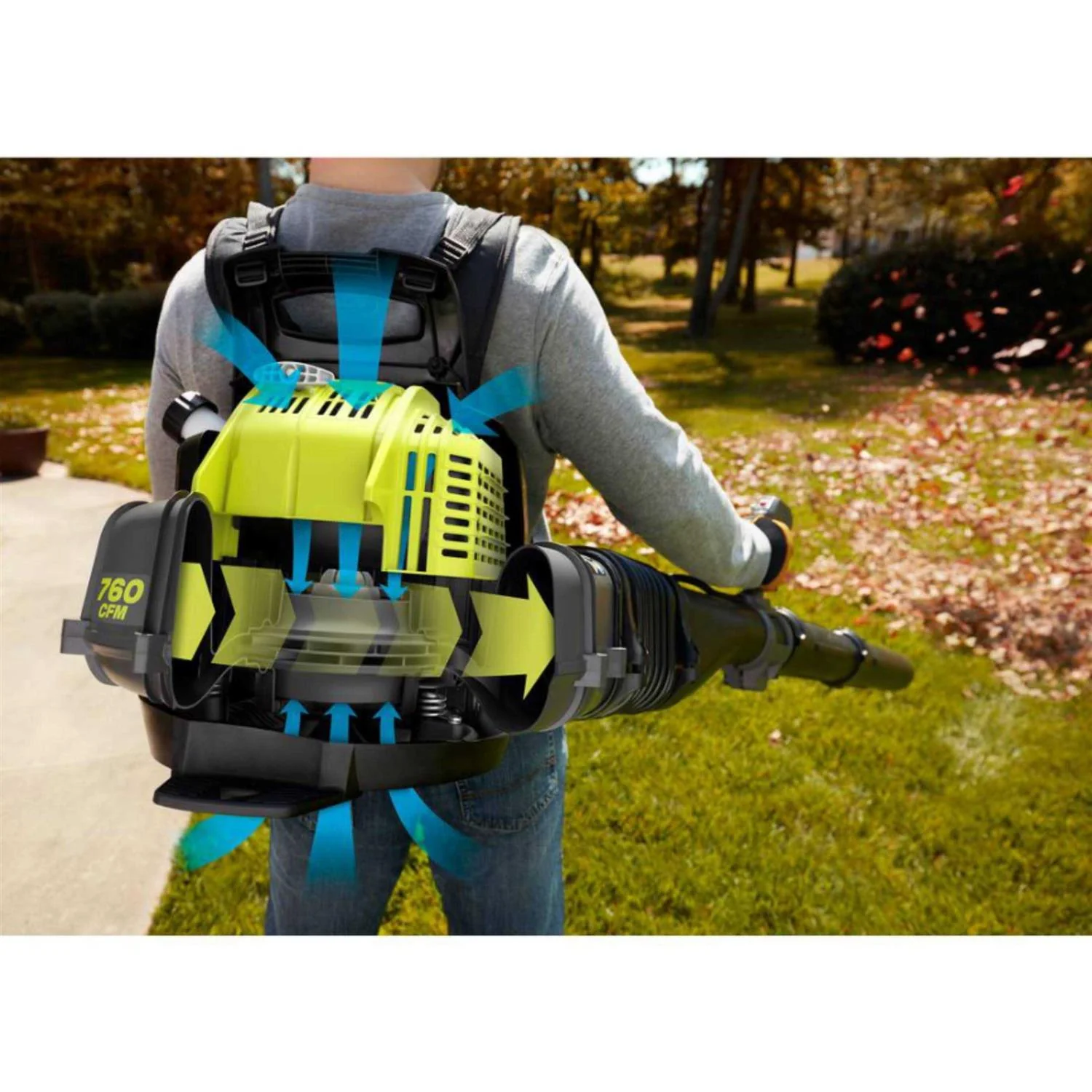 RYOBI 175 MPH 760 CFM 38cc Gas Backpack Leaf Blower - Image 4 RYOBI 175 MPH 760 CFM 38cc Gas Backpack Leaf Blower - Image 4