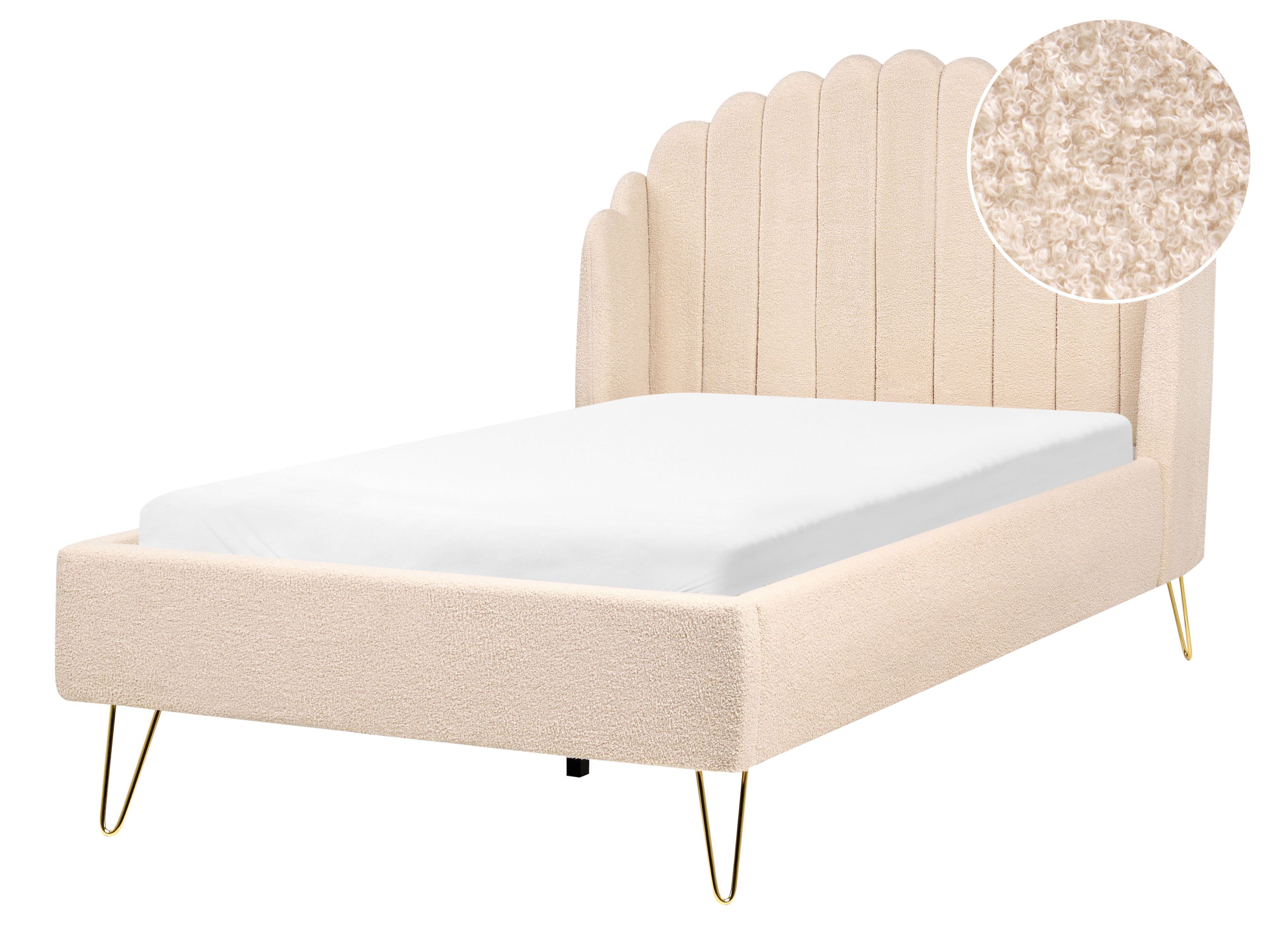 Bed Boucle AMBILLOU 120 x 200 cm (EU Small Double) Beige