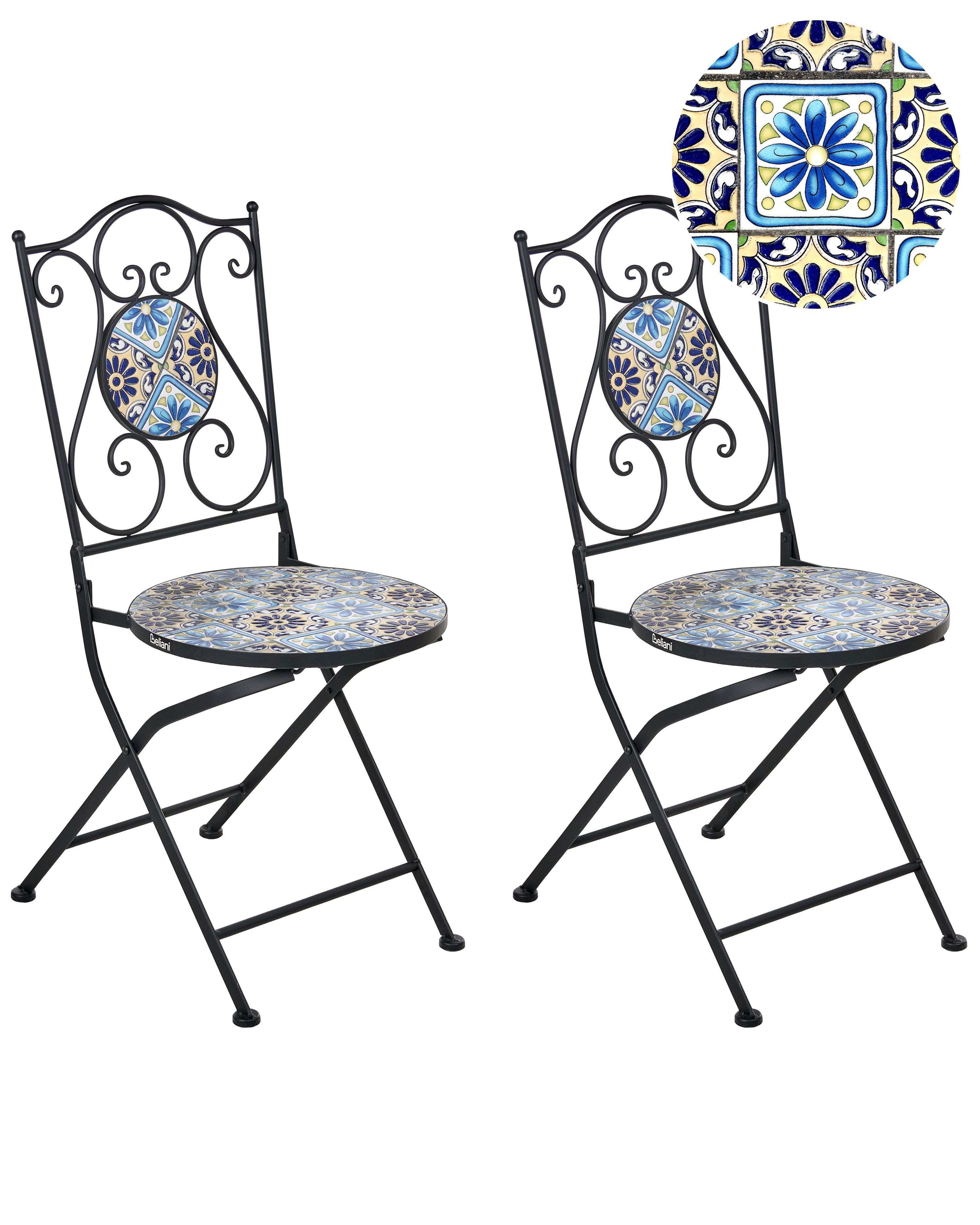 Set of 2 Garden Chairs AGGIUS Folding Metal Black