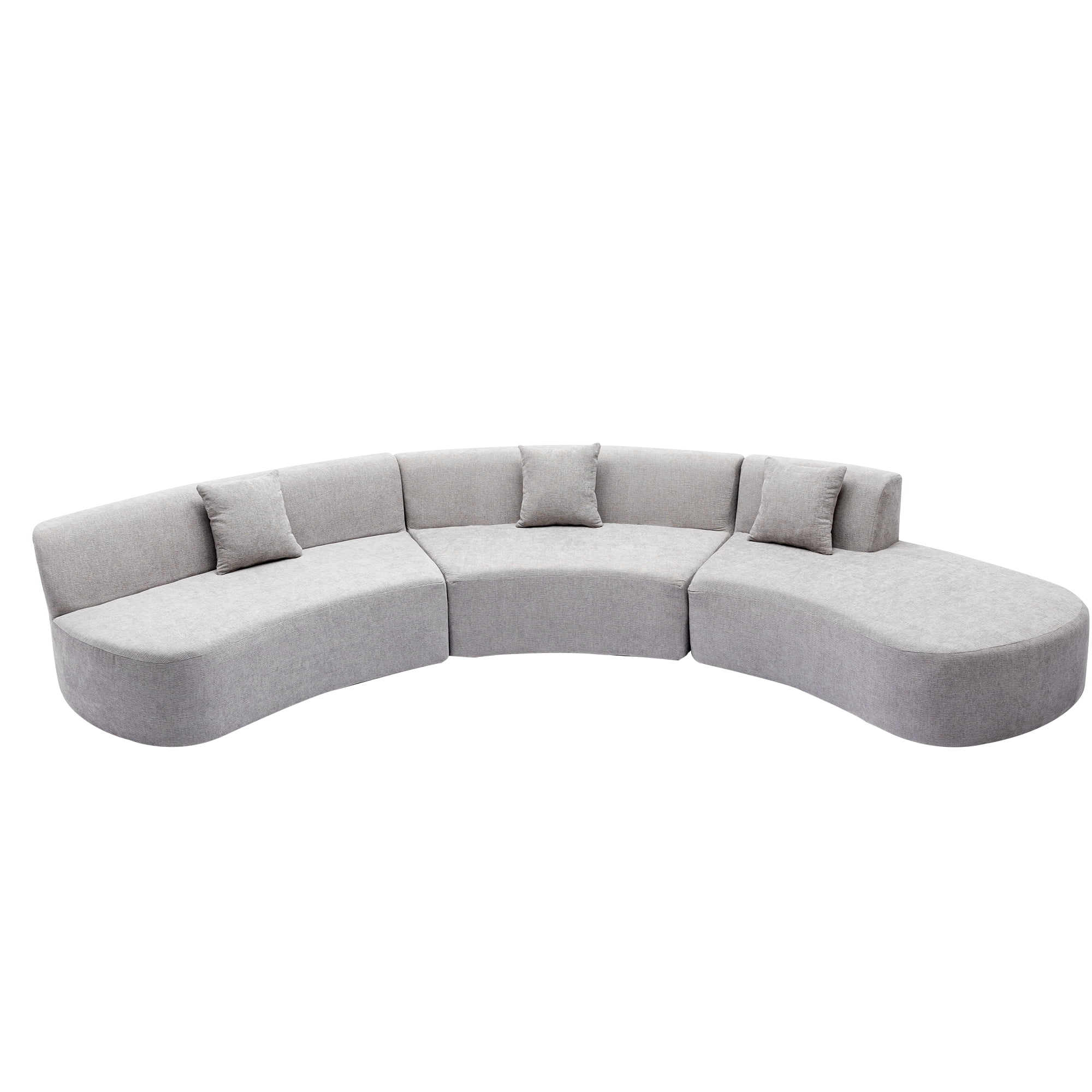 Harper & Bright Designs Modern Curved Floor Sofa Set, Modular Sectional Sponge Couch for Living Room, 2 PC Free Combination No Assembly Foam-Filled Sofa, Beige - Image 55