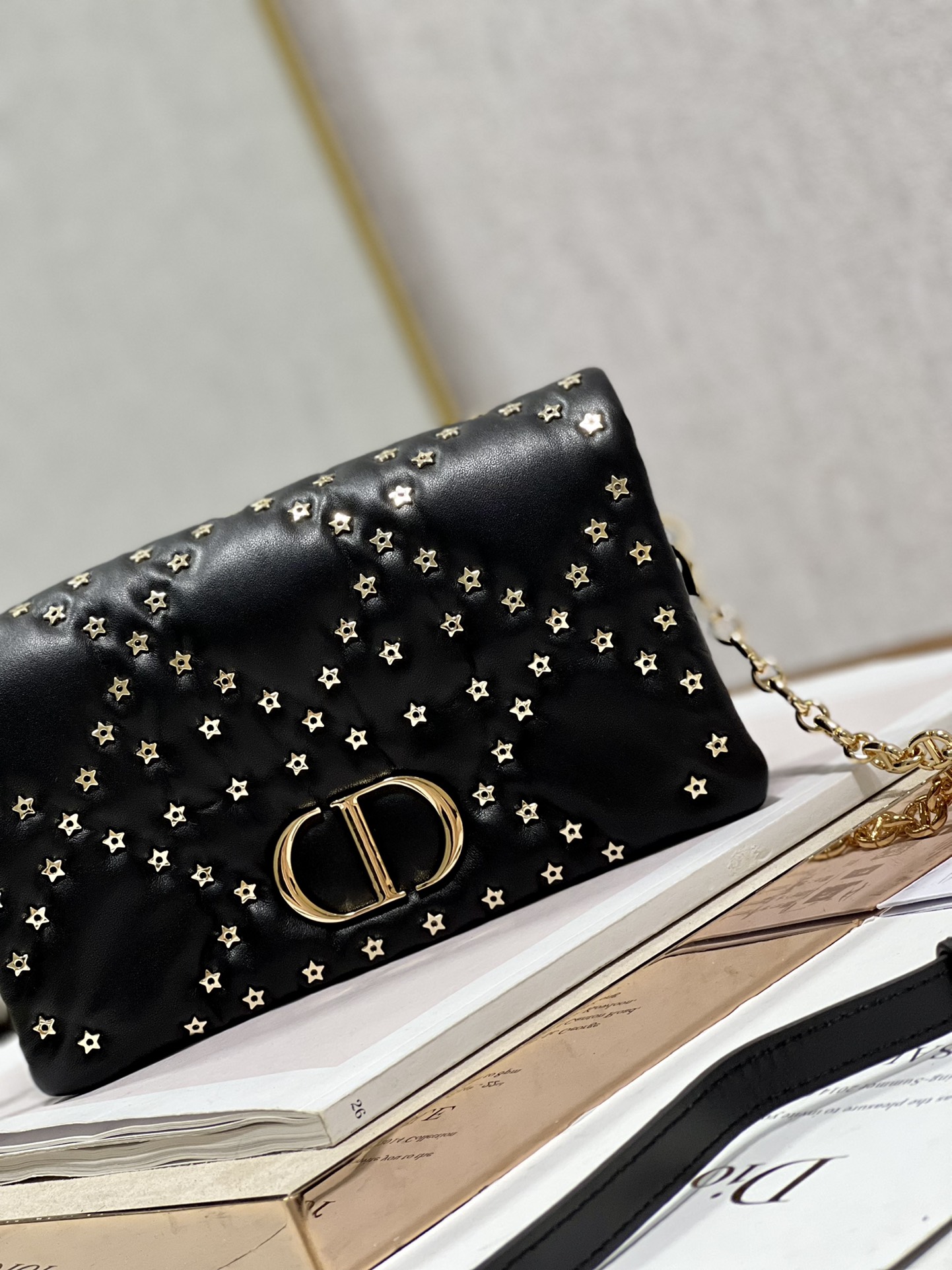 Caro Macrocannage Pouch Black/White For Women 7.5in/19.5cm S5135BNHH_M9001:1High-quality replica