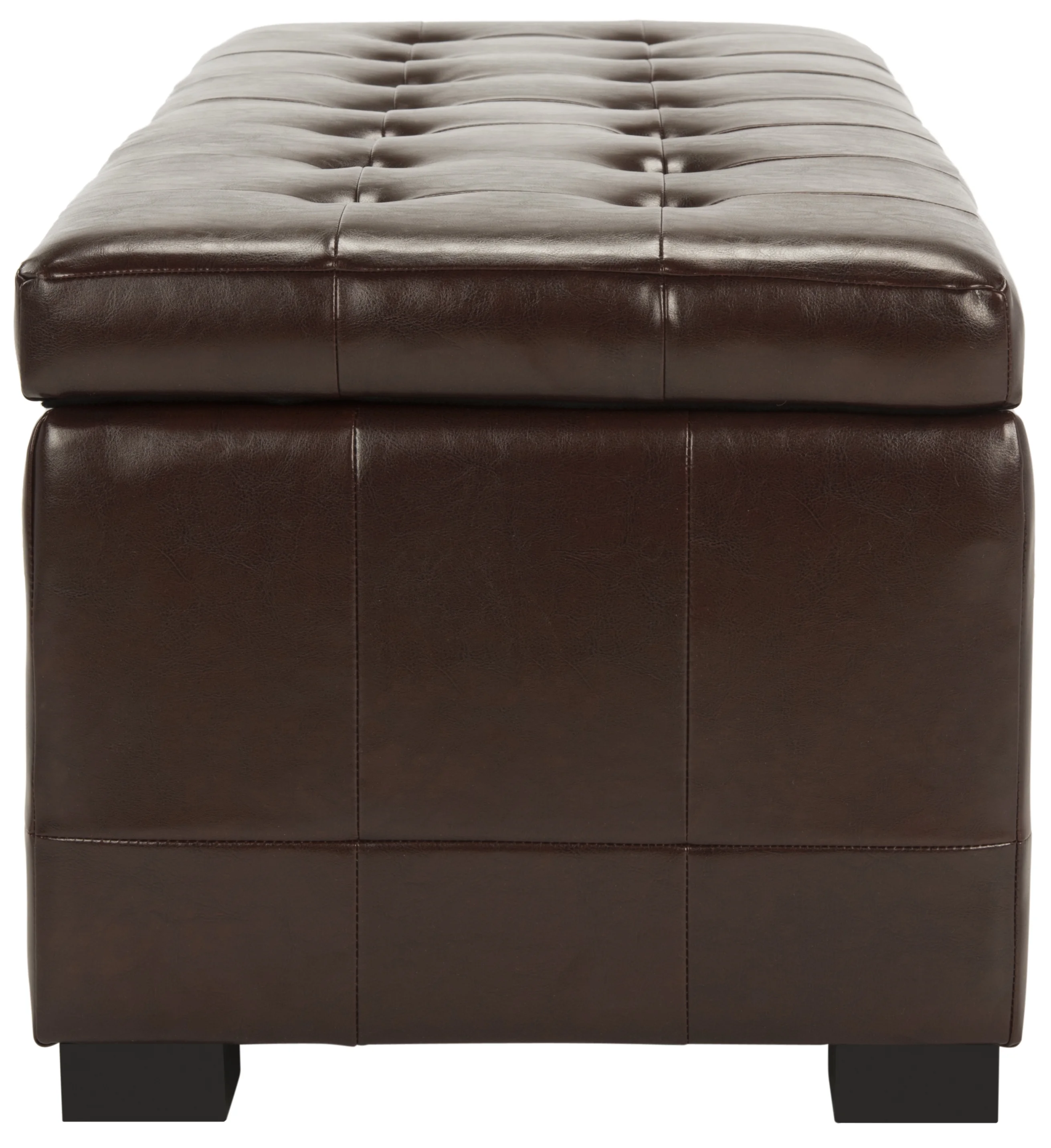 SAFAVIEH Large Manhattan Rustic Tufted Storage Bench, Brown - Image 4