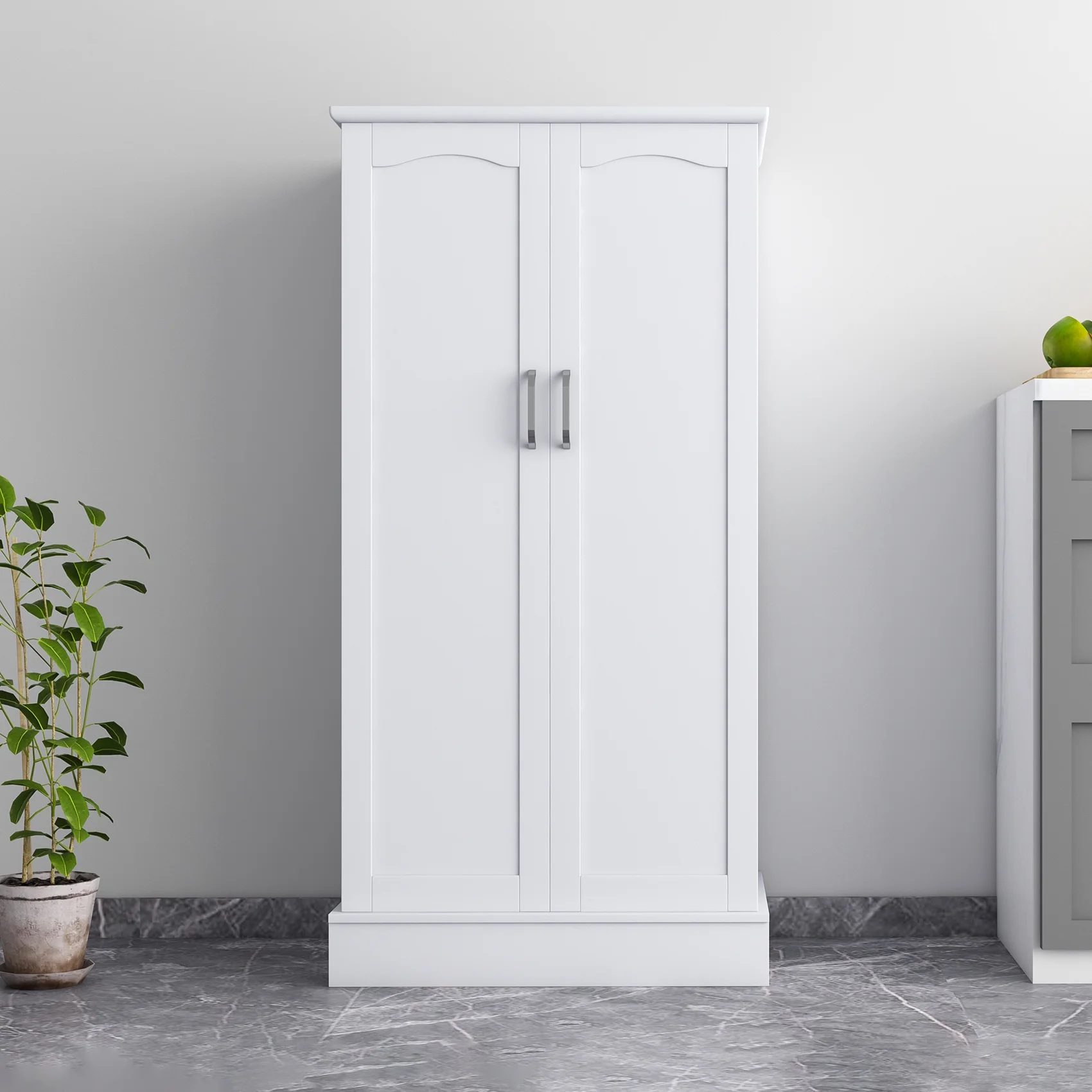 47 Kitchen Pantry Cabinet, White Buffet Cupboards Sideboard with Doors & Adjustable Shelves, Kitchen - Image 10