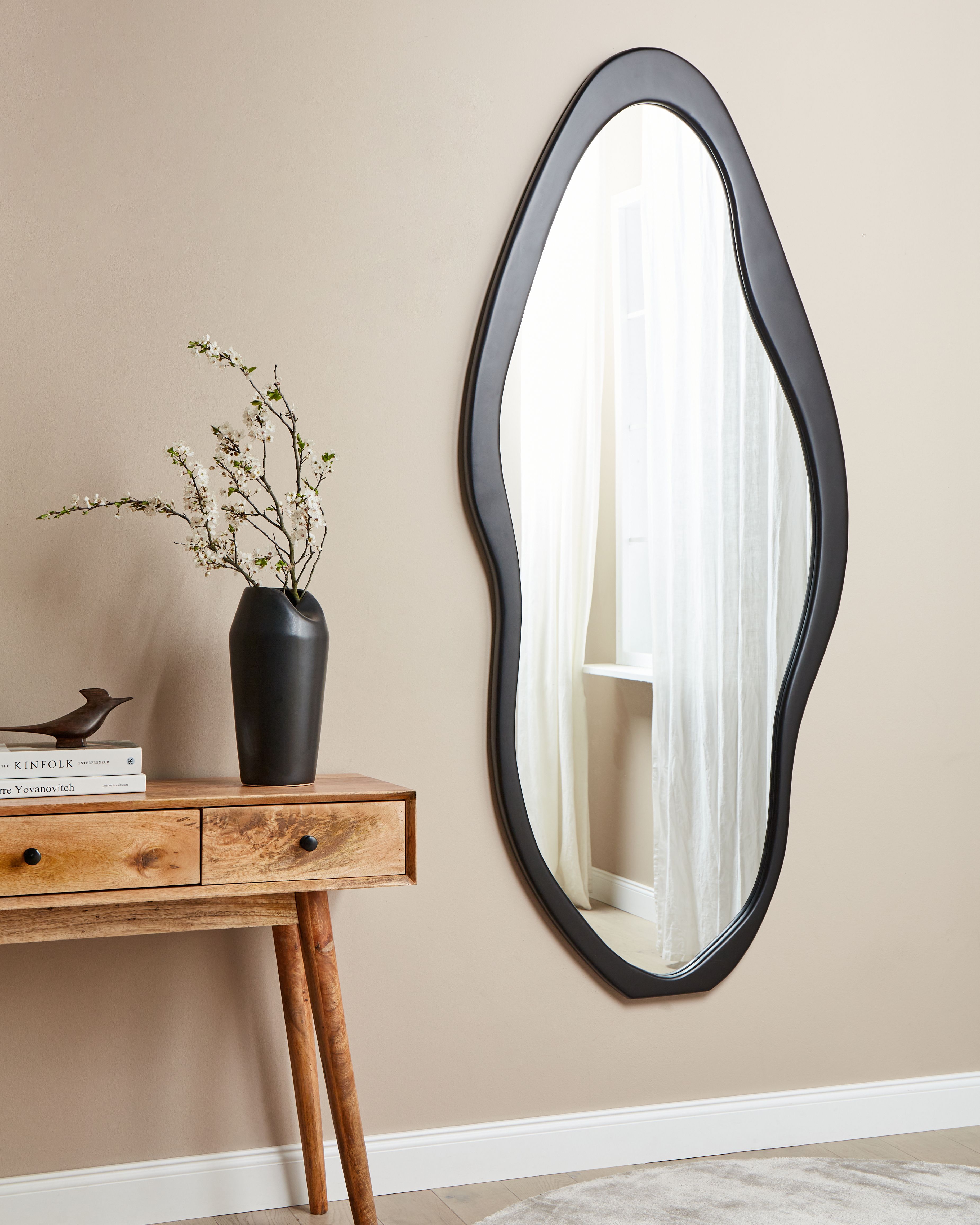 Wall Mirror BLET 80 cm 180 cm Paulownia Wood Black