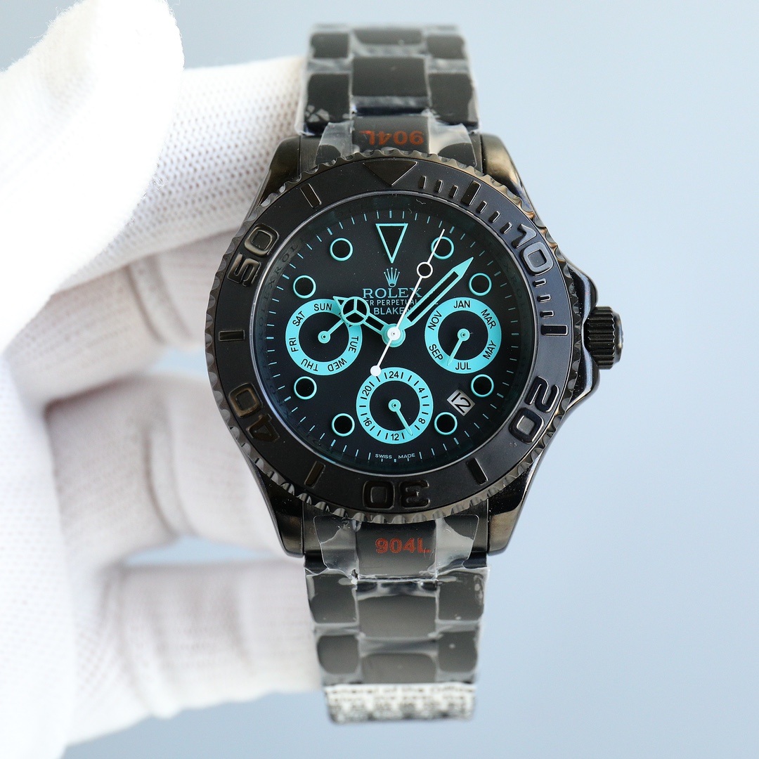 Rolex All Black Yacht Series - Versatile Limited Edition - Maximum Configuration - 40MM - Cyan(1:1 replica) - Elite Watch Atelier