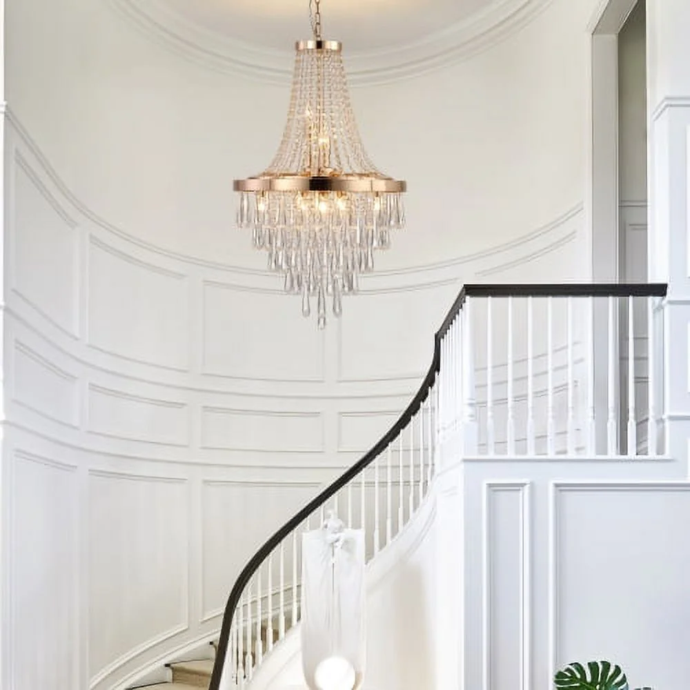 ACE-LIGHTS,Gold Crystal Chandeliers(Bulbs Not Included),Large Contemporary Luxury Ceiling Lighting for Living Room,Dining Room,Bedroom,Hallway(Golden)