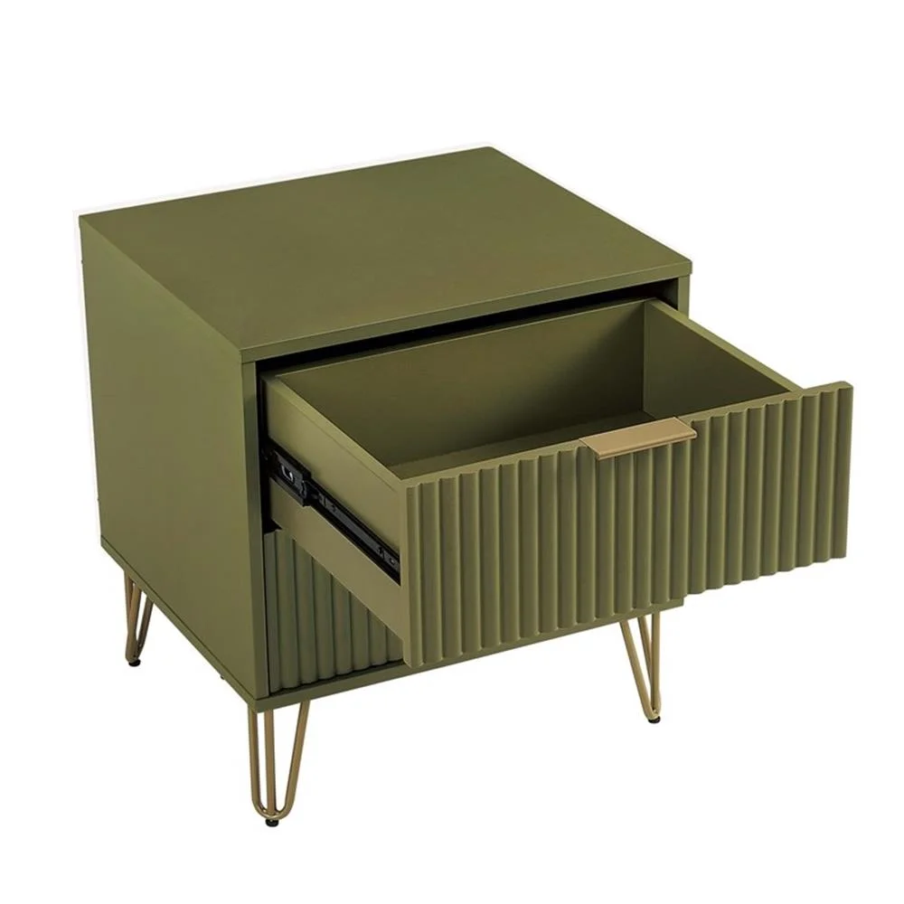Pemberly Row Nightstand from Engineered Wood in Olive Green - Set of 2 - Image 6