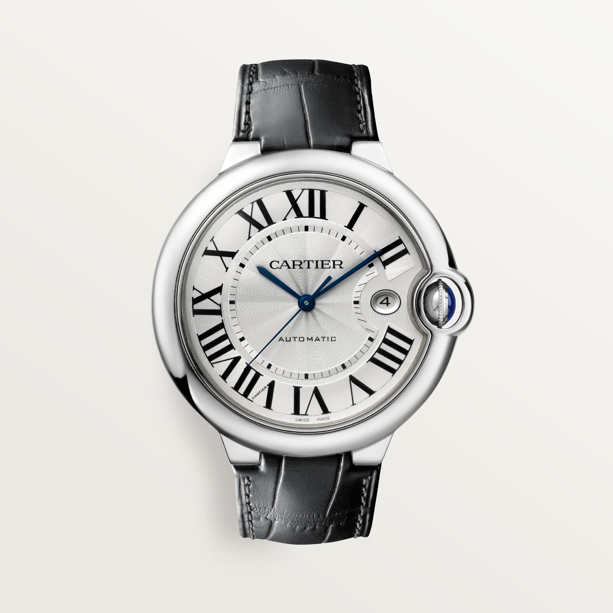 Cartier Ballon Bleu de Fake Cartier Watch Stainless Steel 42mm Silver Dial Leather Strap WSBB0026-AF(1:1 replica) - Top club