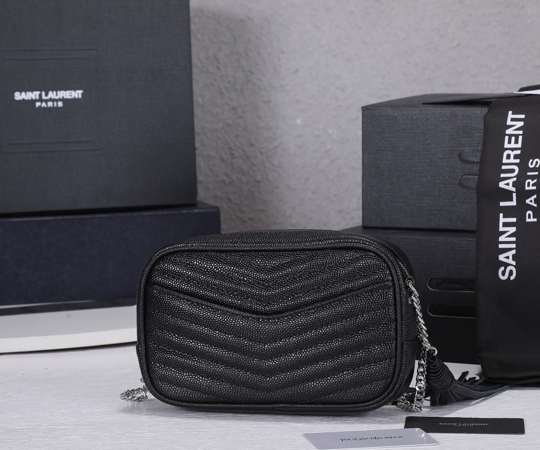Replica Ysl Lou Mini Bag Black/Silver Hardware1:1High-quality replica