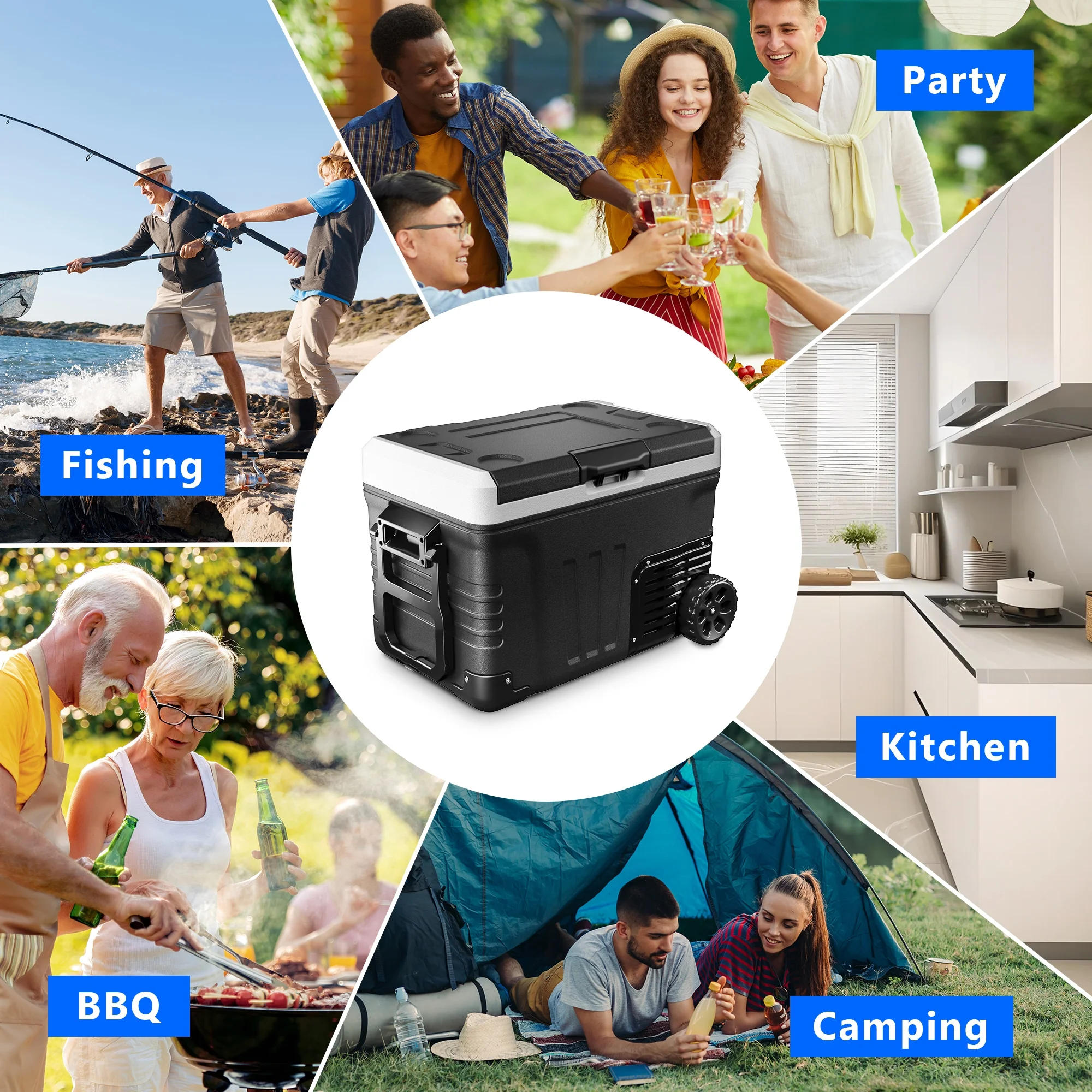 Simzlife 12V Car Refrigerator, 37QT Electric Cooler DC/AC, -4�H~68�H, RV Freezer Fridge Cooler with Wheels & 2 Baskets - Image 5