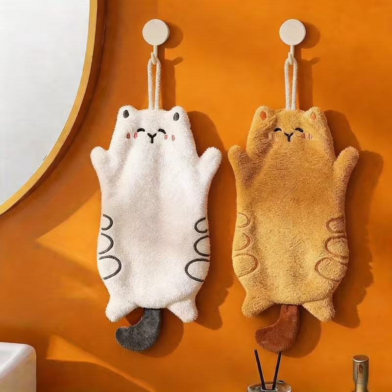 Cute cat Hanging Towel, Strong Water Absorption, Hand Towel Loved