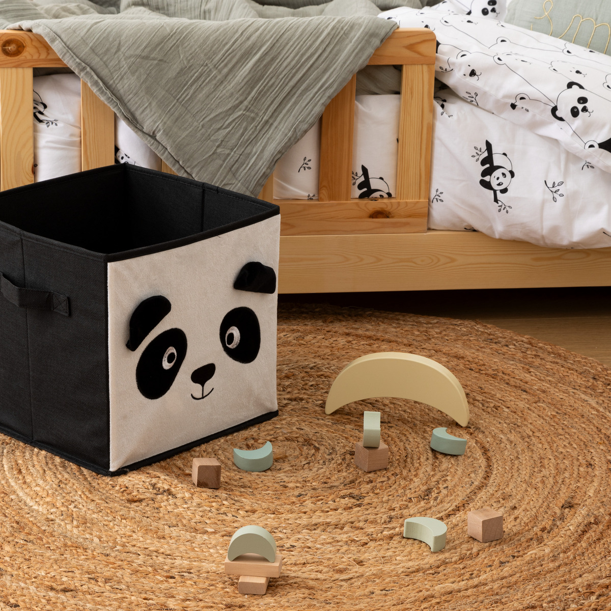 Children's panda storage box "Joey" Black & White, 29x29 cm