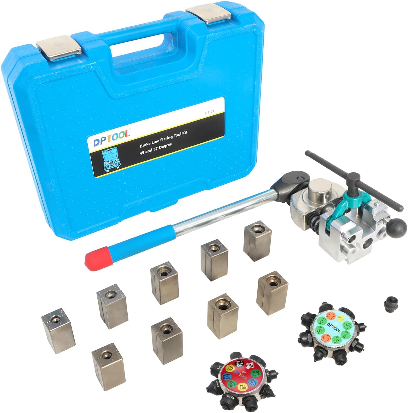 DPTOOL Brake Line Flaring Tool Kit, 45 and 37 Degree Single, Double and Bubble Flares, Brake Line and Tubing Flaring Tool for 3/16