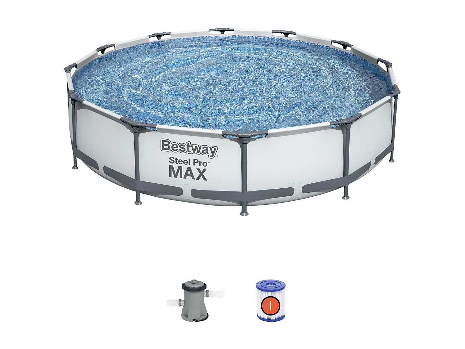 Piscine Hors-sol Tubulaire Bestway Steel Pro Max 366x76 cm Épurateur à Cartouche de 1 249 L/H