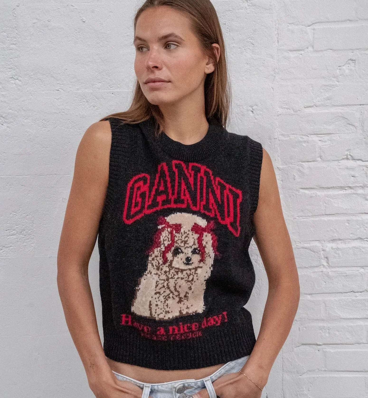 GANNI Graphic Wool Vest
