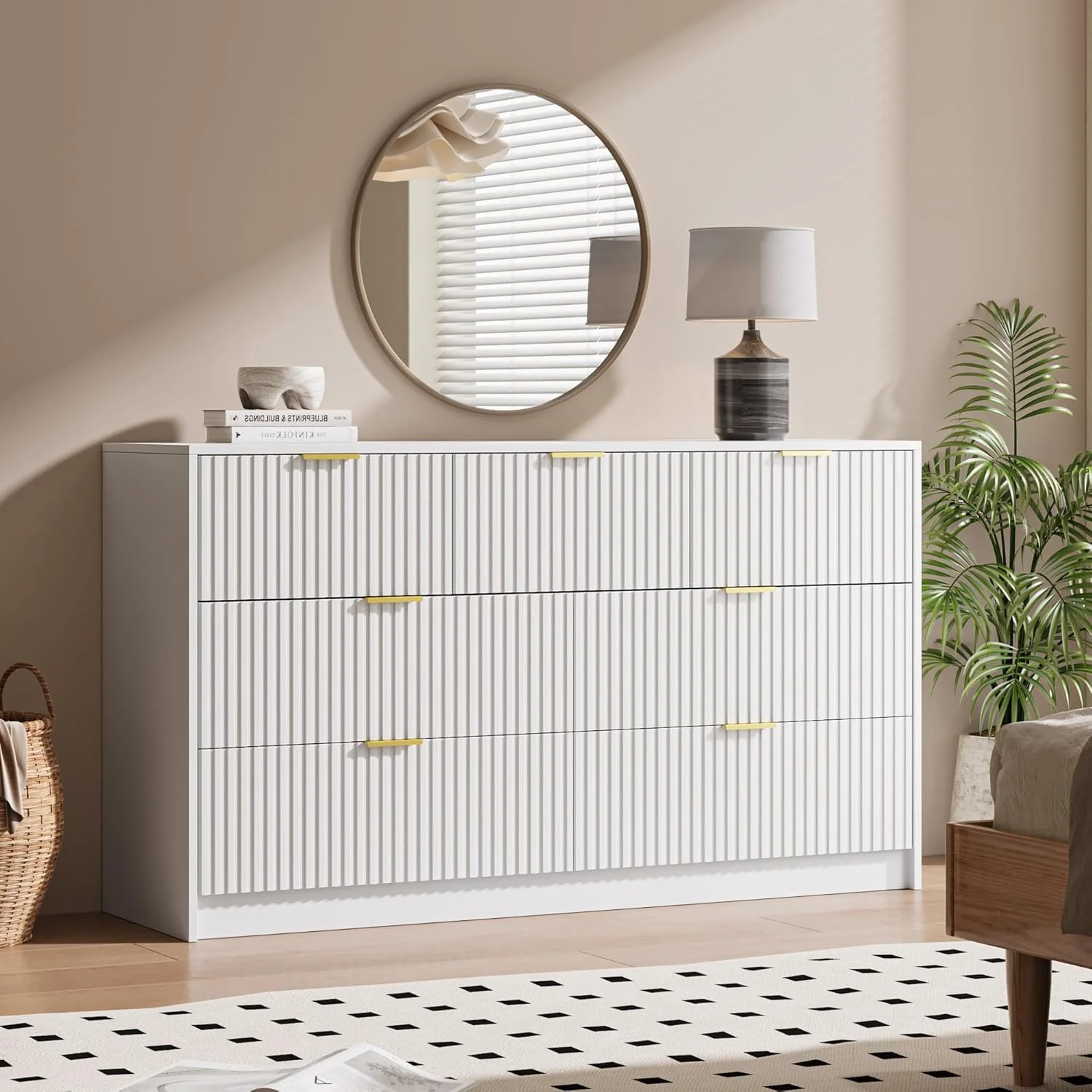 Furniway Black Dresser for Bedroom, 8 Drawer Double Dresser, Modern Chest of Drawers for Bedroom, Living Room, Entryway and Closet, 55" L x 15.7" D x 37.4" H - Image 36