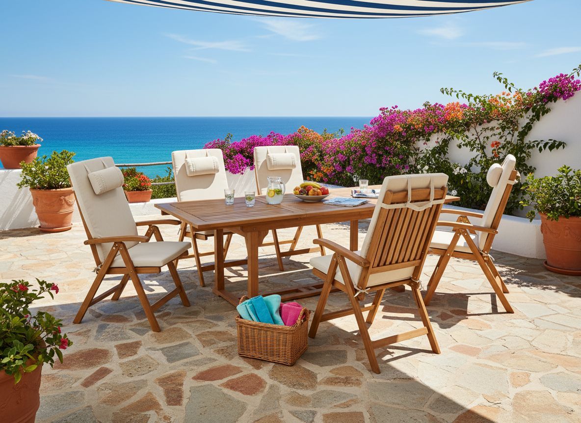 Garden Dining Set 6 Seater JAVA PREMIUM Acacia Wood Light Beige