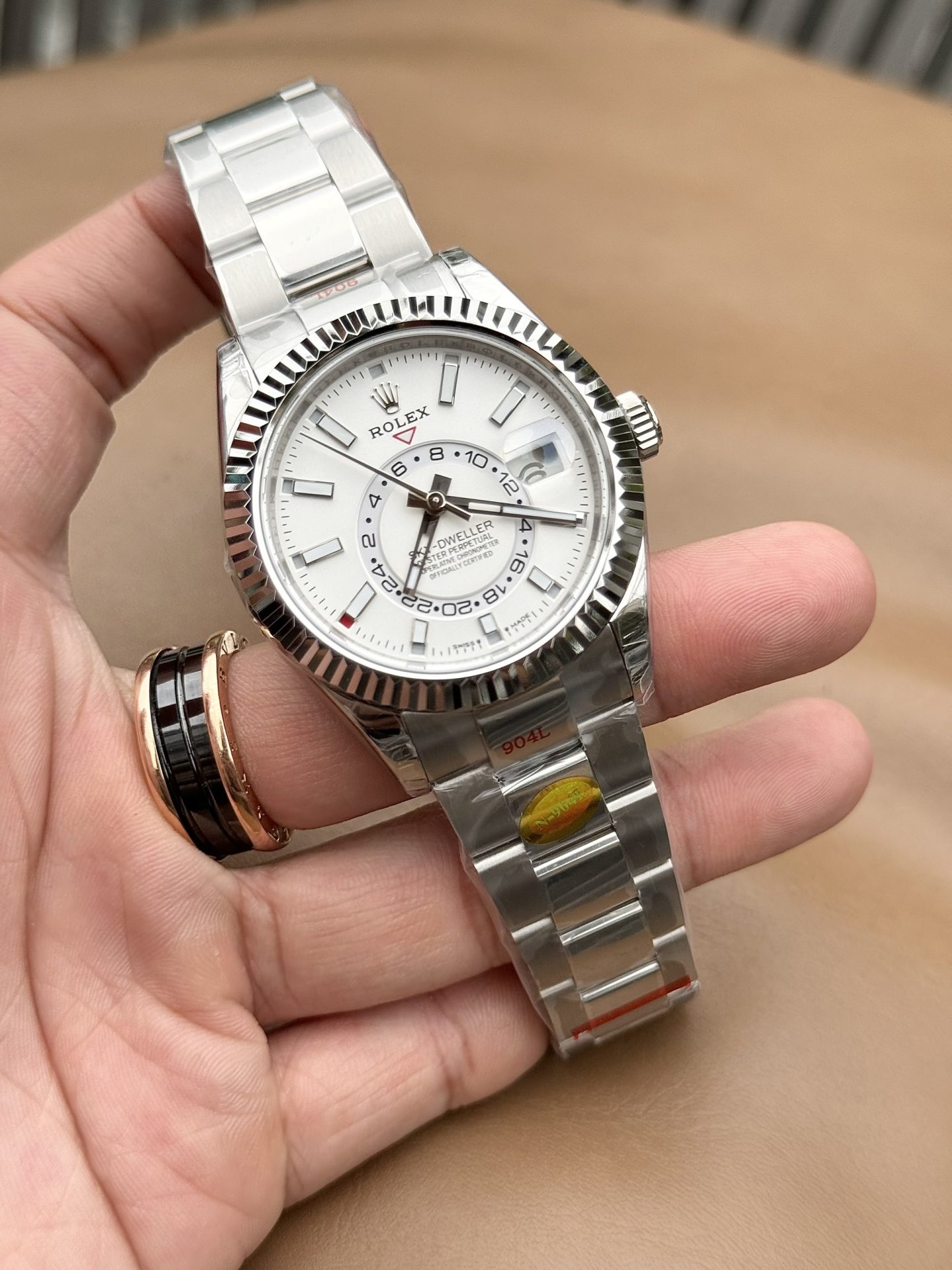 Rolex Fake Watch Sky Dweller 326934 White Dial Metal Wire 42mm - Elite Watch Atelier