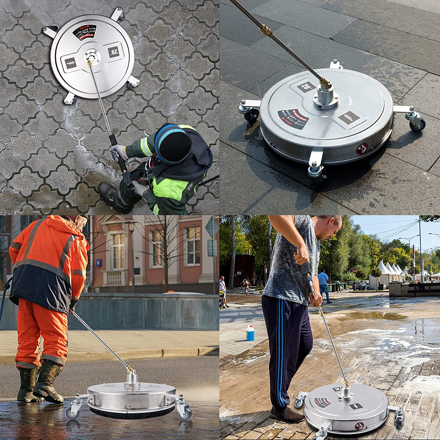 Twinkle Star 15 Inch Stainless Steel Pressure Washer Surface Cleaner With 2 Extension Wands And 2 Replacement Nozzles - Image 3 Twinkle Star 15 Inch Stainless Steel Pressure Washer Surface Cleaner With 2 Extension Wands And 2 Replacement Nozzles - Image 3