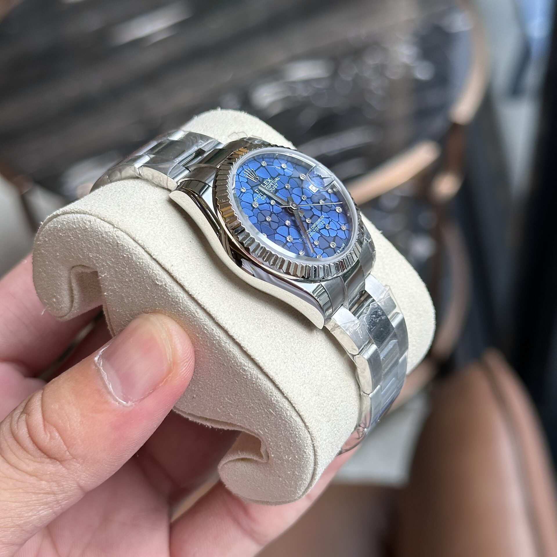 Rolex DateJust Replica Women s Watch 11 Blue Leaf Dial 31mm - Top club