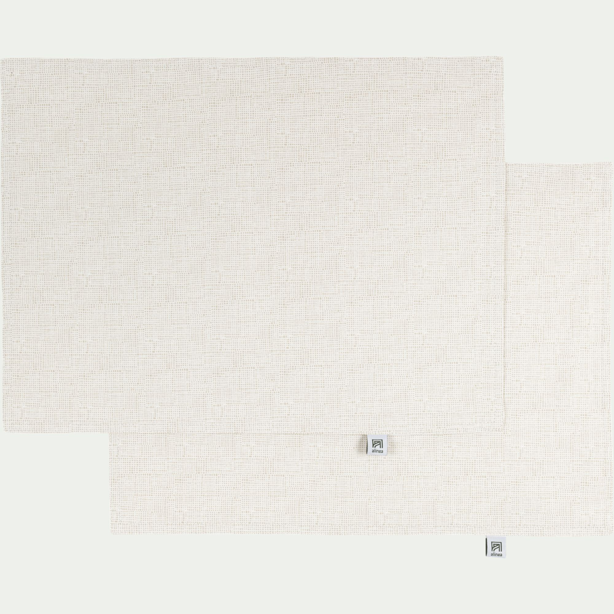 TAMY - Lot de 2 sets de table en coton enduit 35x48cm - blanc