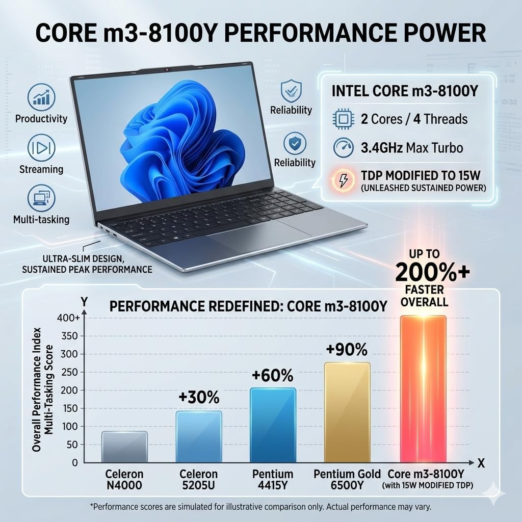 OTVOC Laptop Computer 15.6 inch, Compatible with Windows 11, Core CPU(Beats Pentium, Celeron), Up to 3.4GHz, 4GB RAM, 128GB SSD, Up to 2TB, 15.6