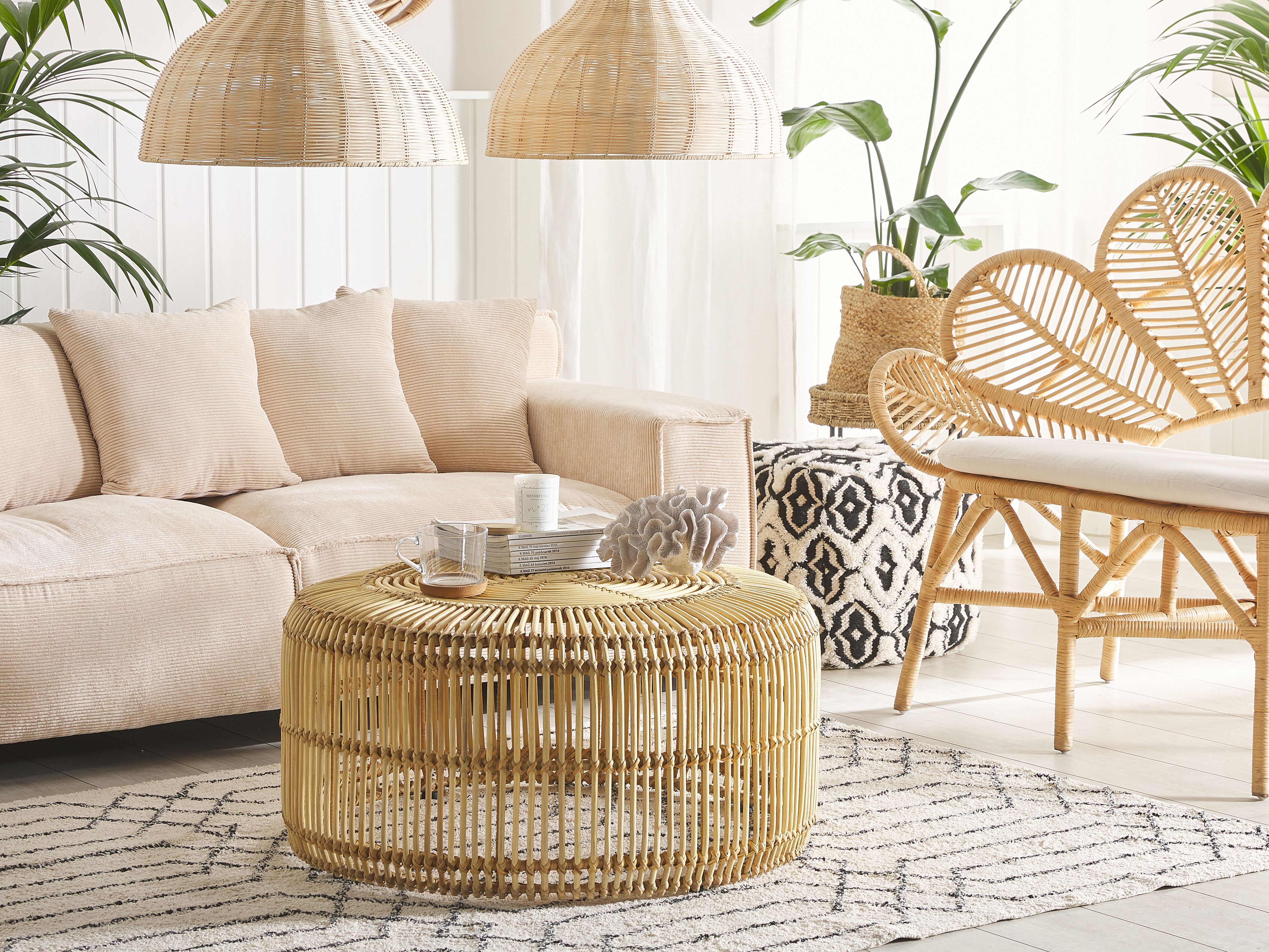 Coffee Table LIMNI Rattan Light Brown