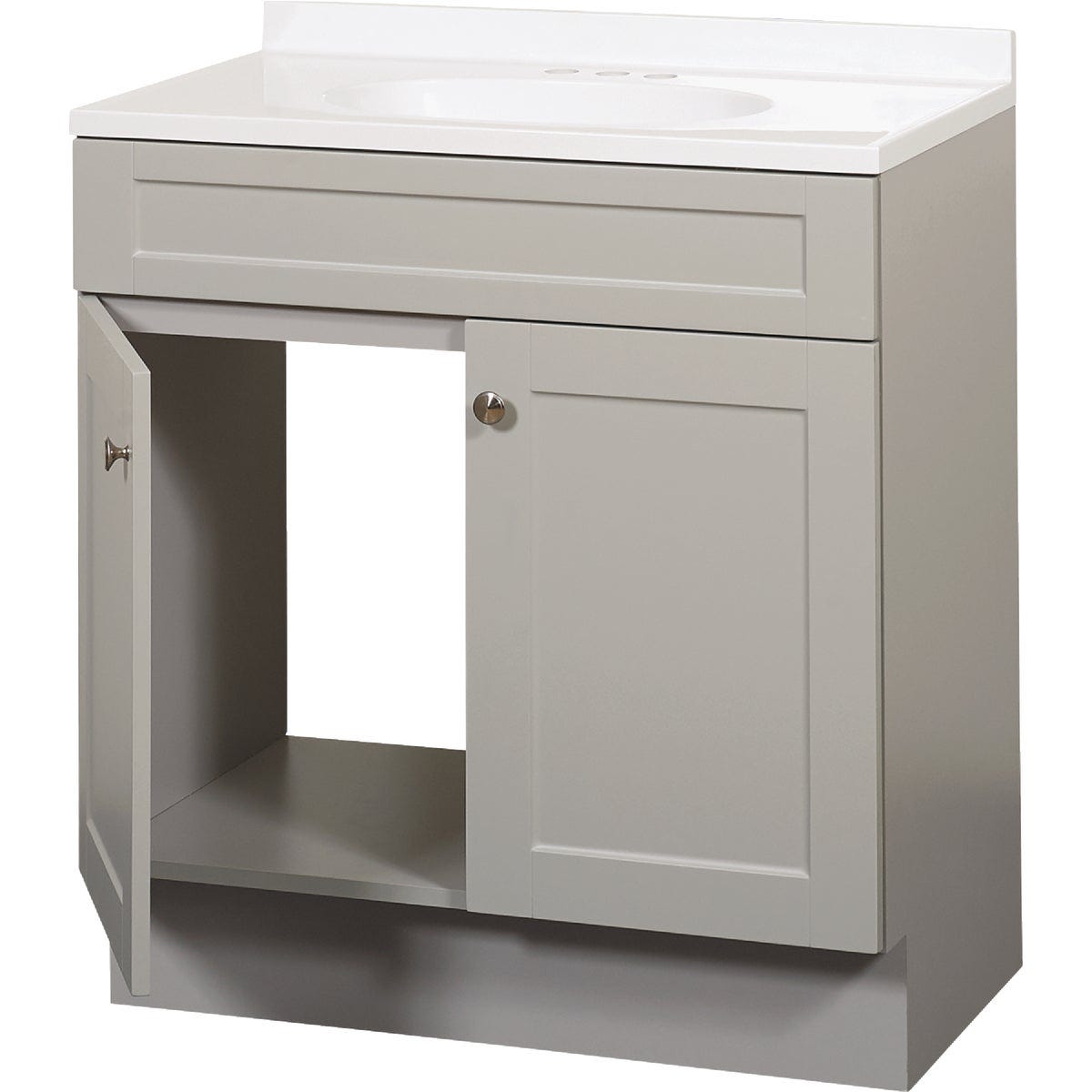 Zenith Zenna Home Cool Gray 30 In. W x 35 In. H x 18 In. D Shaker Vanity with White Cultured Marble Top