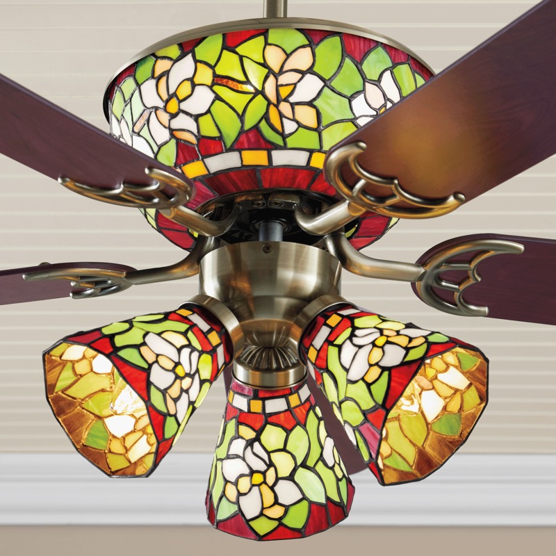 Stained Glass Magnolia Ceiling Fan - MIDNIGHT VELVET CATALOG