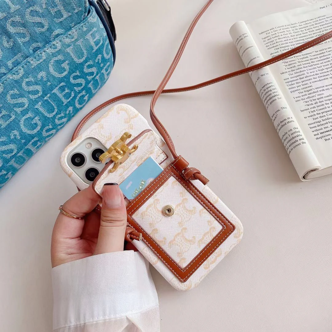 White Celine iPhone Case With Card Holder -LH240109 - Wholesale & Influencer