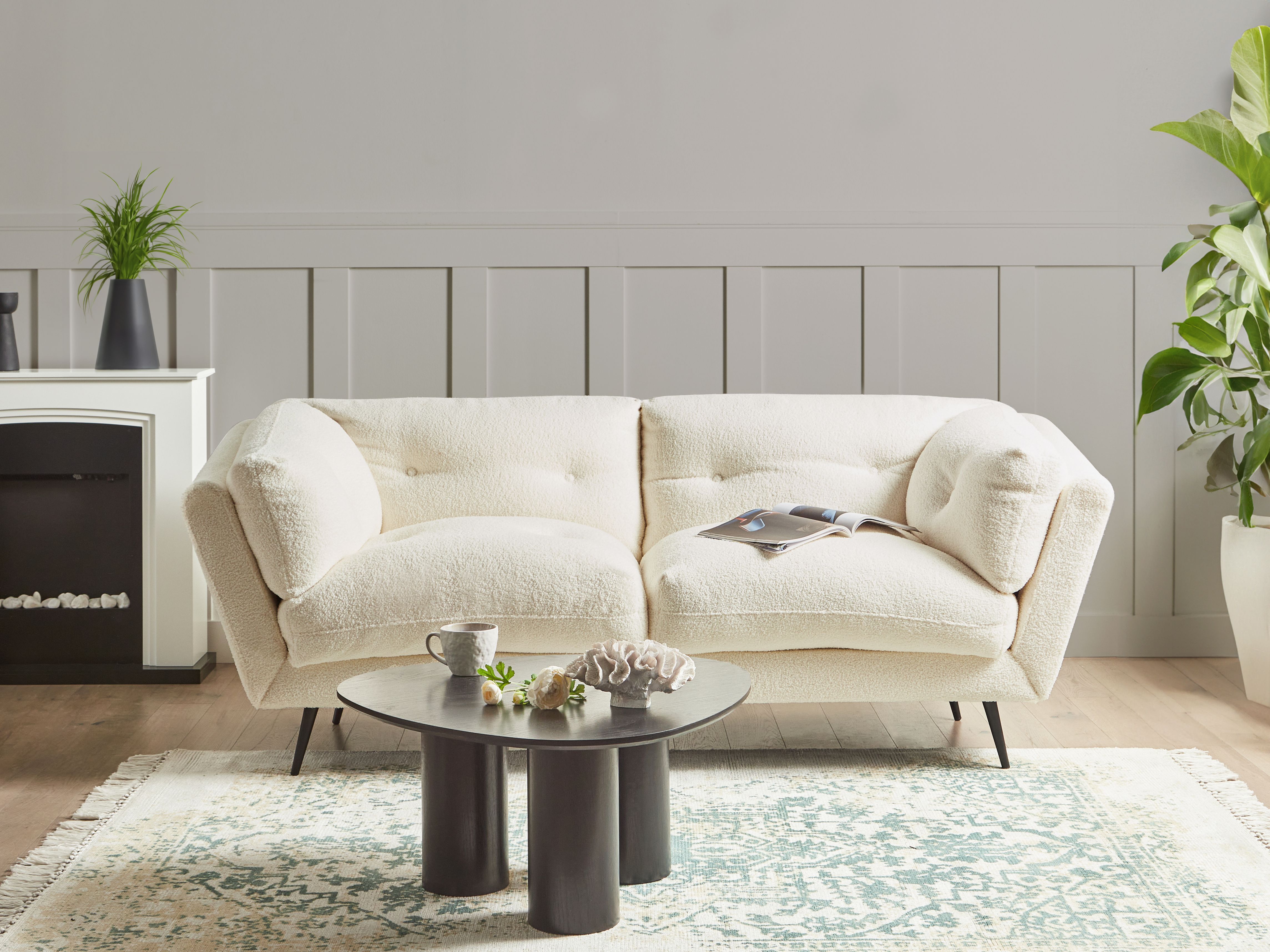 Sofa 3 Seater LENVIK Boucle White