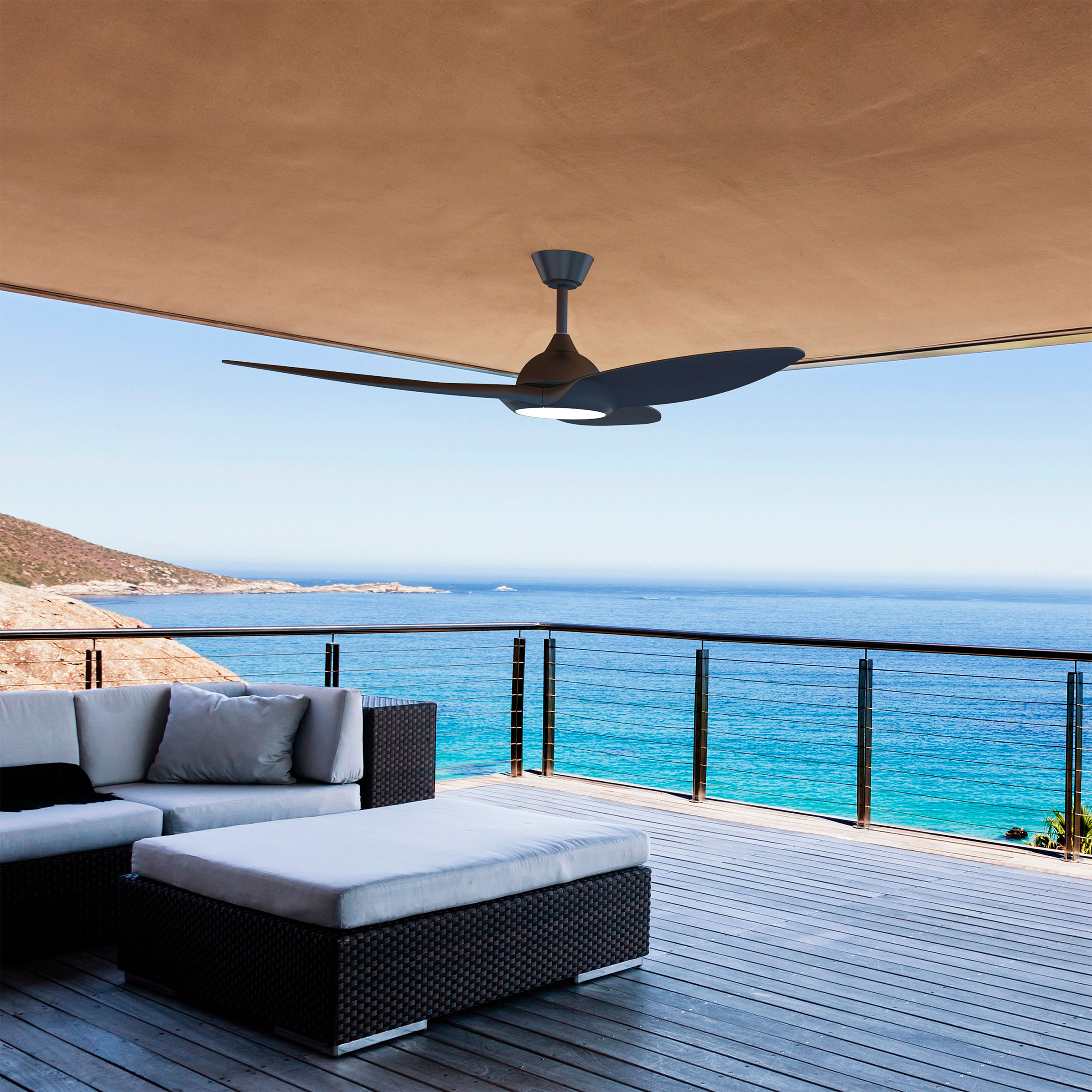 Atomi Smart Slique 60” Wi-Fi Outdoor Ceiling Fan with Color Changing Integrated LED Light and Remote